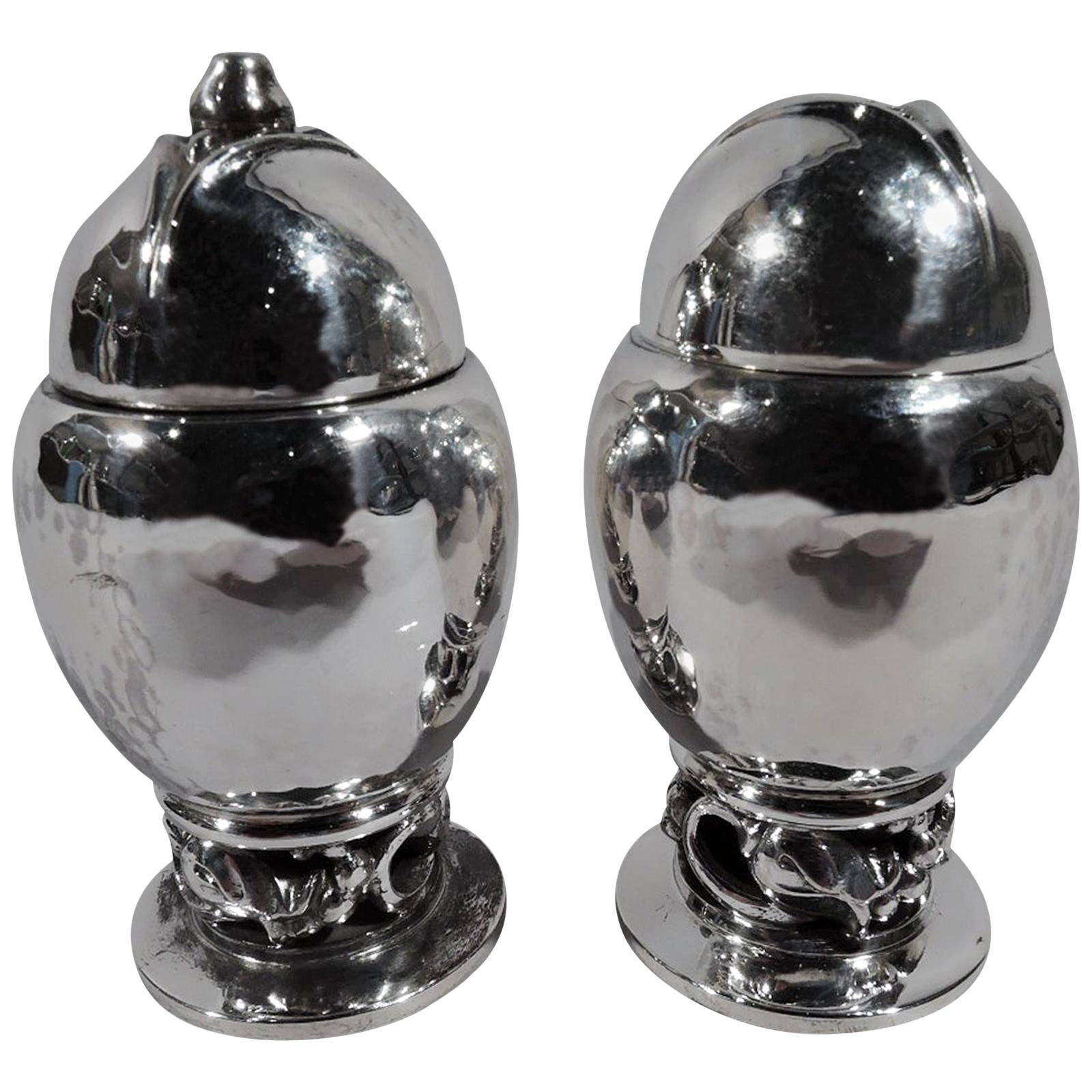 Pair of Georg Jensen Blossom Sterling Silver Salt and Pepper Shakers