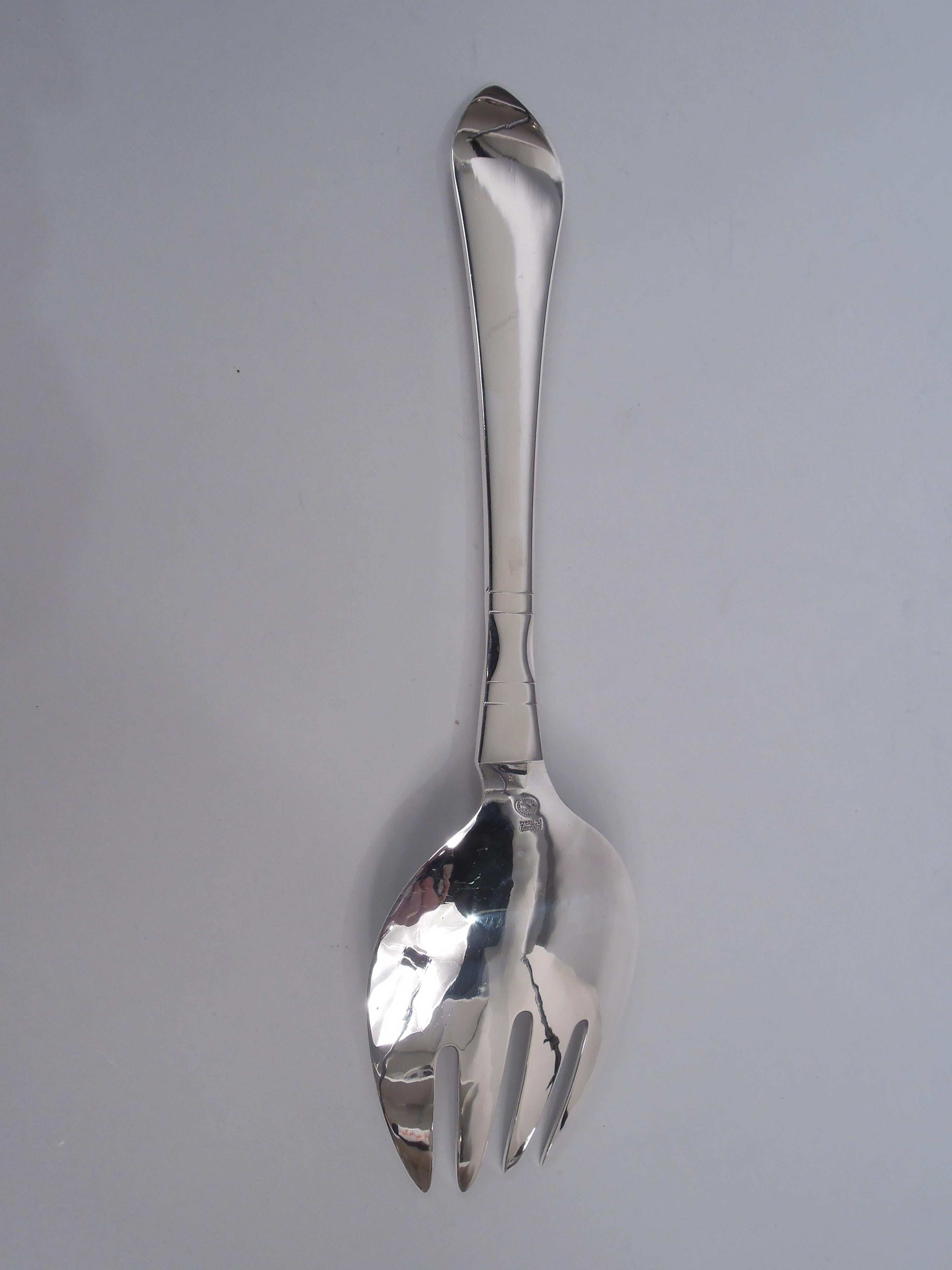 Pair of Georg Jensen Continental Danish Sterling Silver Salad Servers For Sale 1