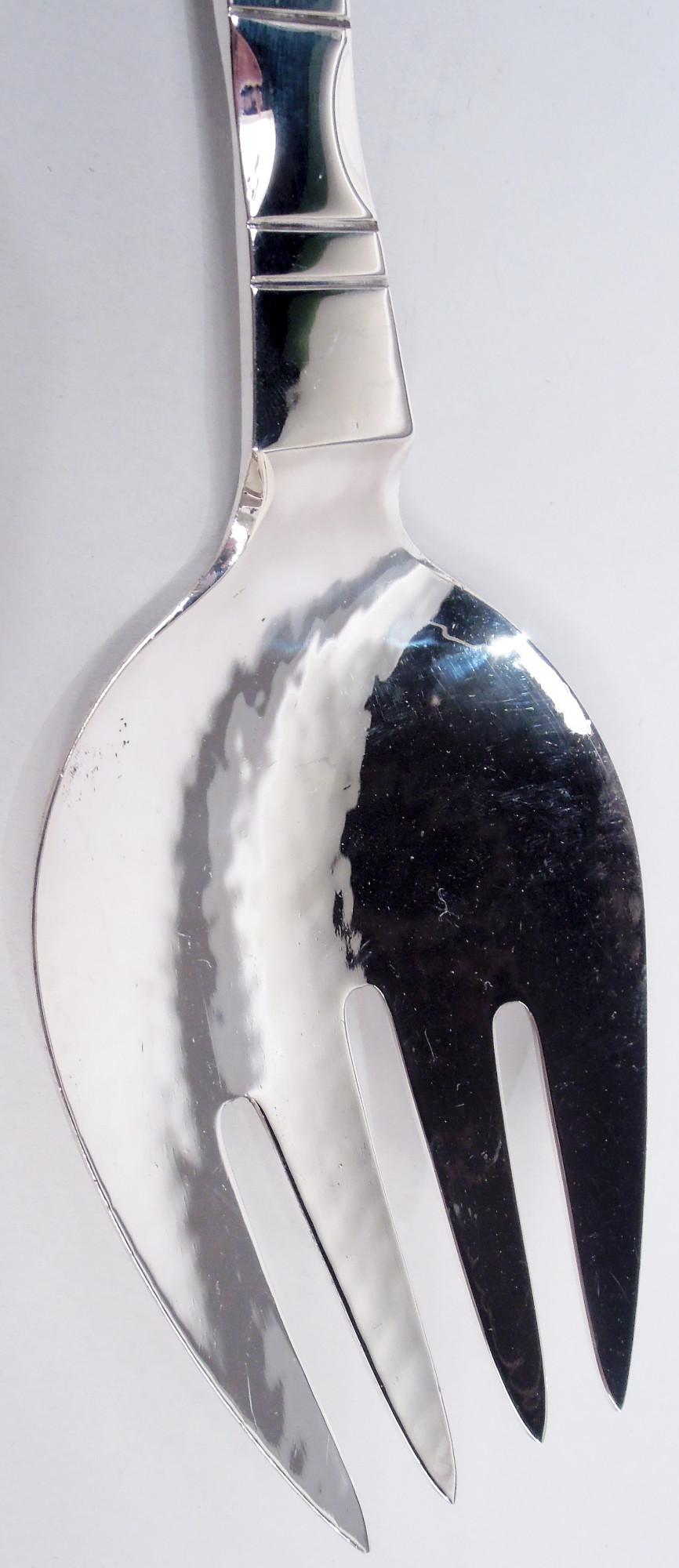 Pair of Georg Jensen Continental Danish Sterling Silver Salad Servers For Sale 2