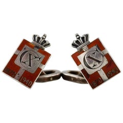 Pair of Georg Jensen, King Christian Ten Jubilee Pins/Cufflinks Made in Silver