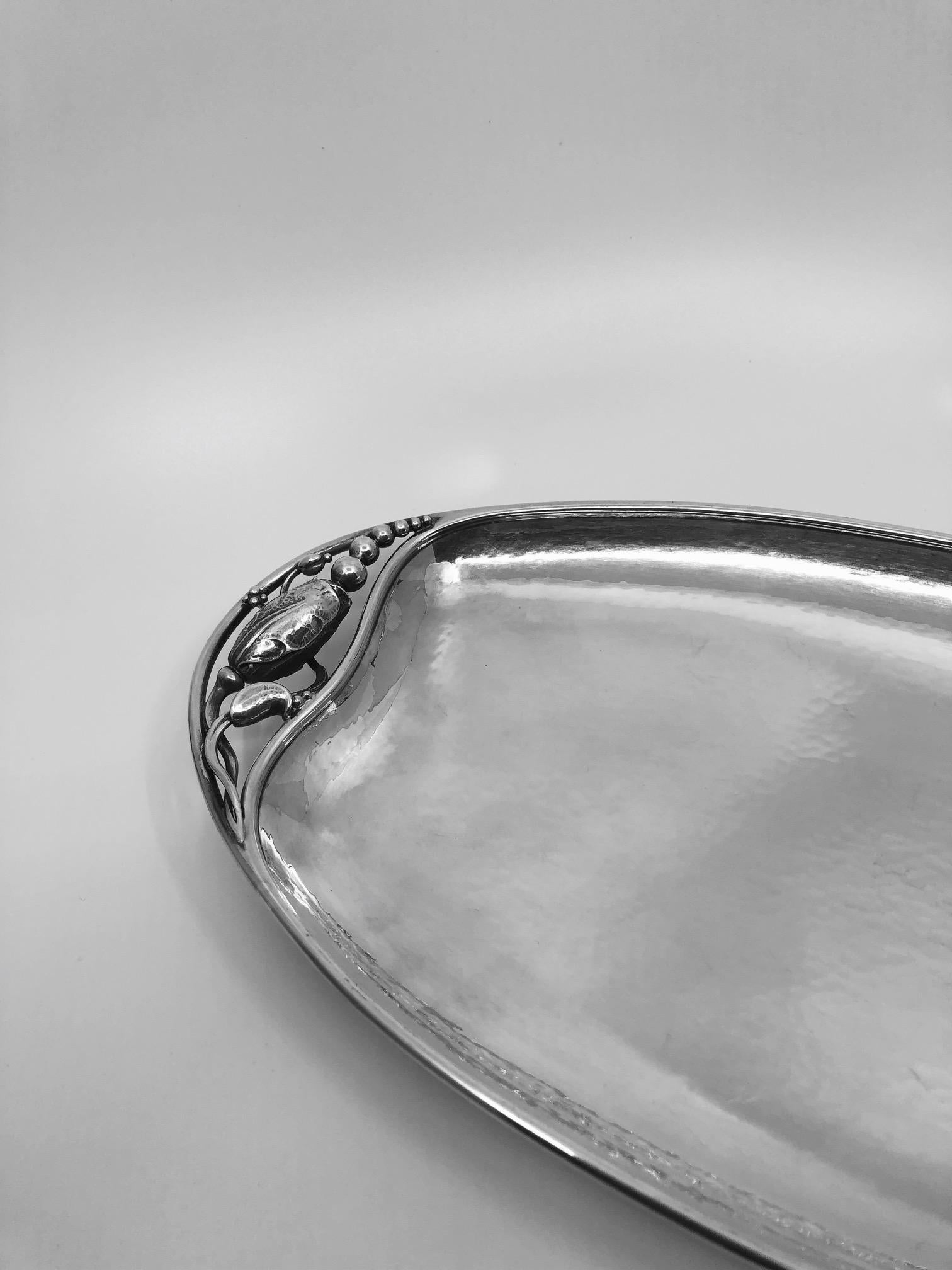 Art Nouveau Pair of Georg Jensen Matching Blossom Footed Trays
