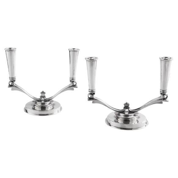 Pair of Georg Jensen Pyramid Candelabra 630A For Sale