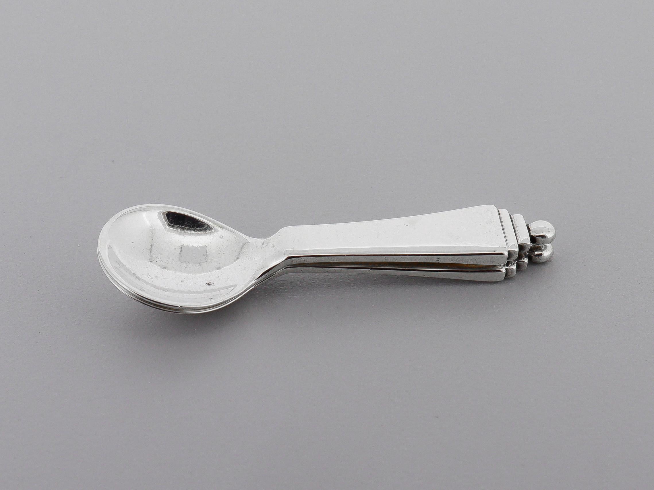 Paire de cuillères à sel en argent sterling Georg Jensen Pyramide en vente 12