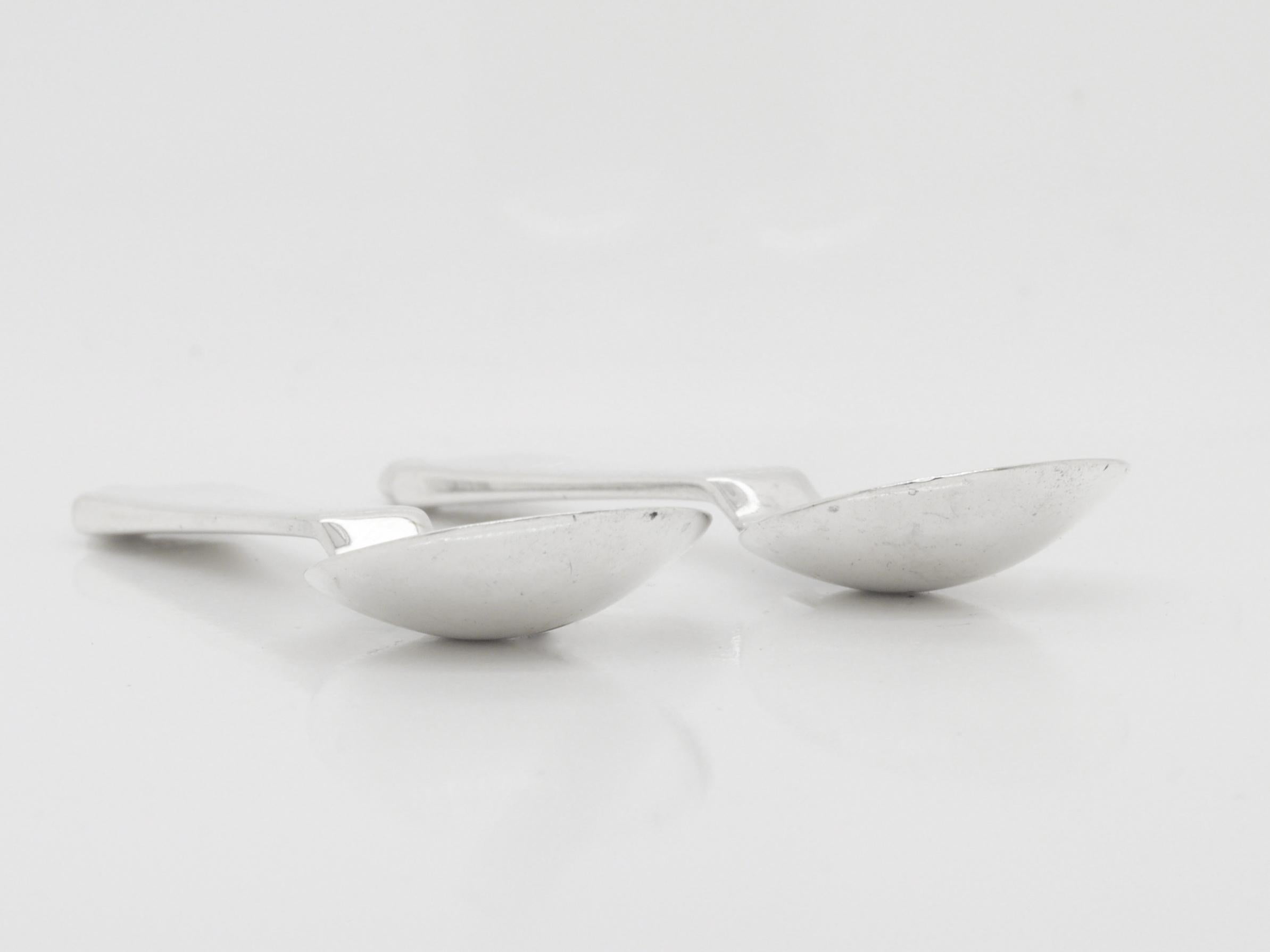Argent sterling Paire de cuillères à sel en argent sterling Georg Jensen Pyramide en vente