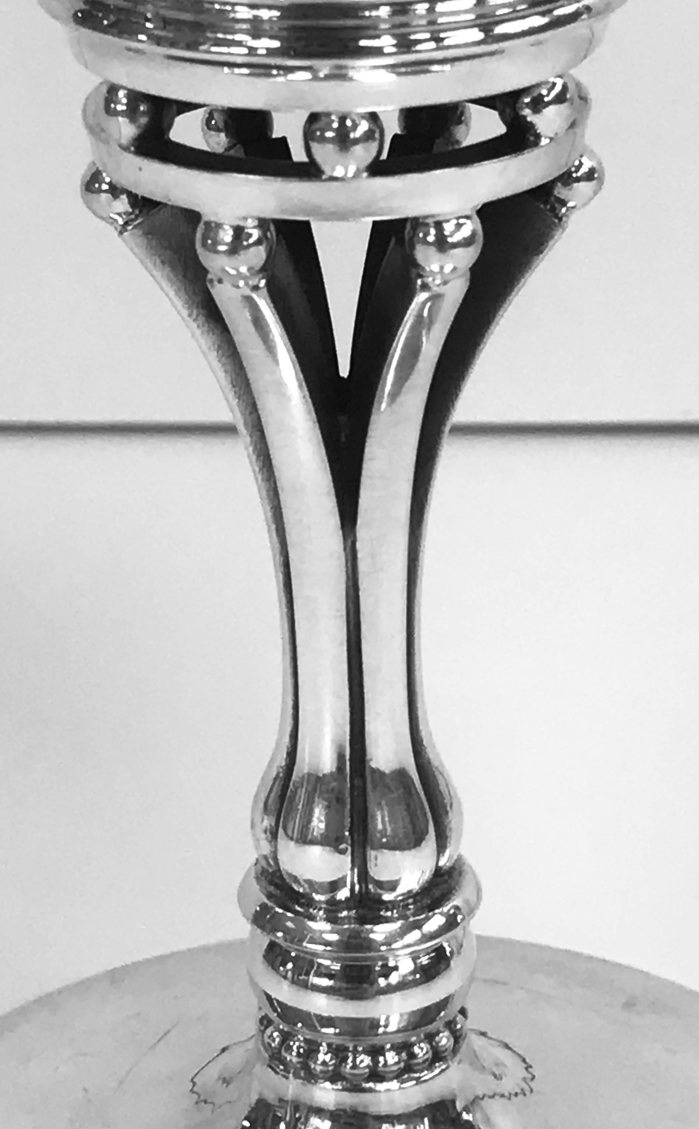 Art Deco Pair of Georg Jensen Silver Goblets