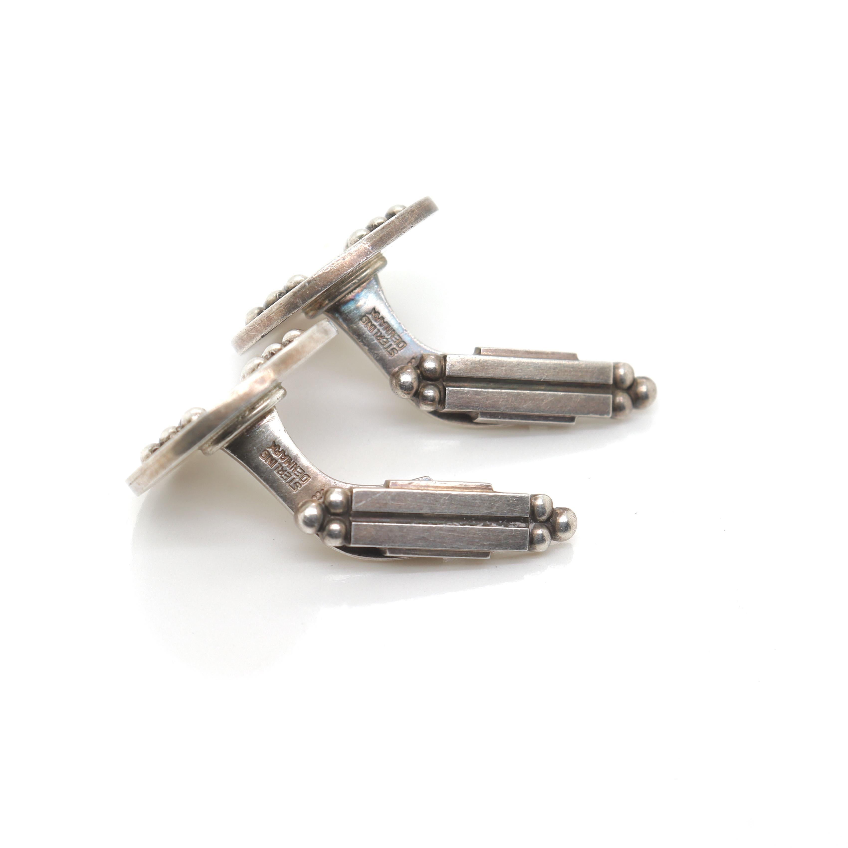 Pair of Georg Jensen Sterling Silver Cufflinks No. 57 For Sale 1