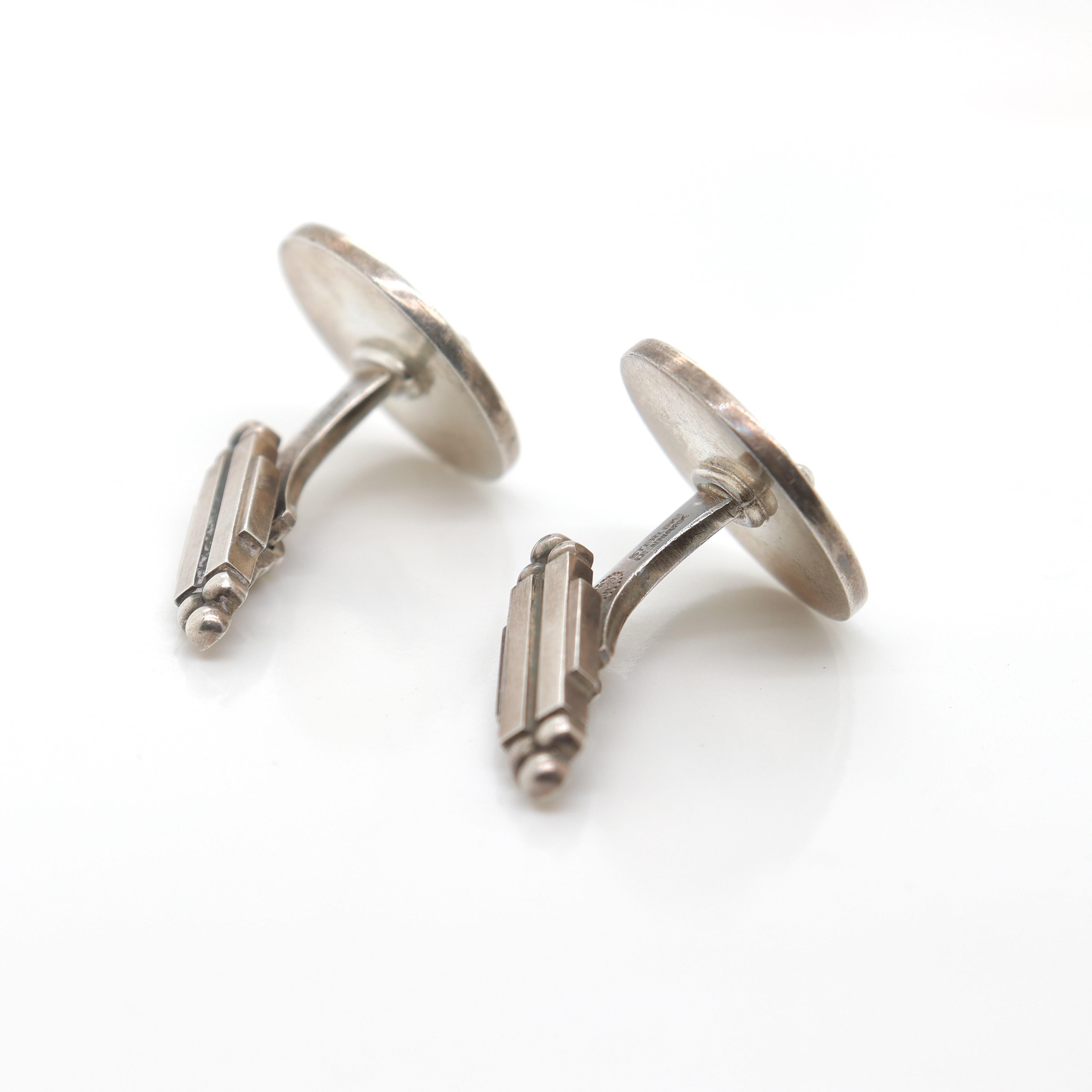 Pair of Georg Jensen Sterling Silver Cufflinks No. 57 For Sale 3