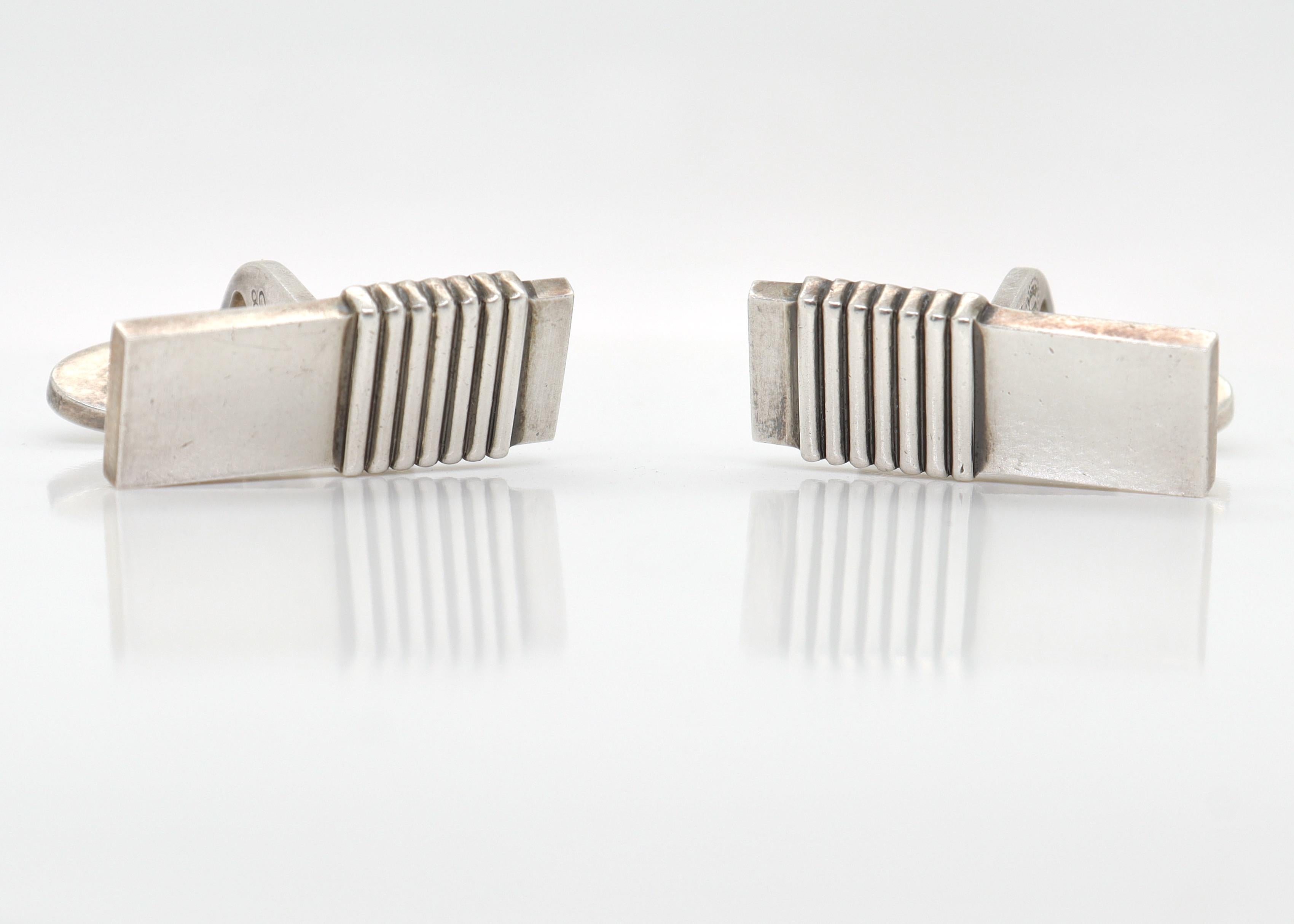 Pair of Georg Jensen Sterling Silver Cufflinks No. 80 For Sale 5