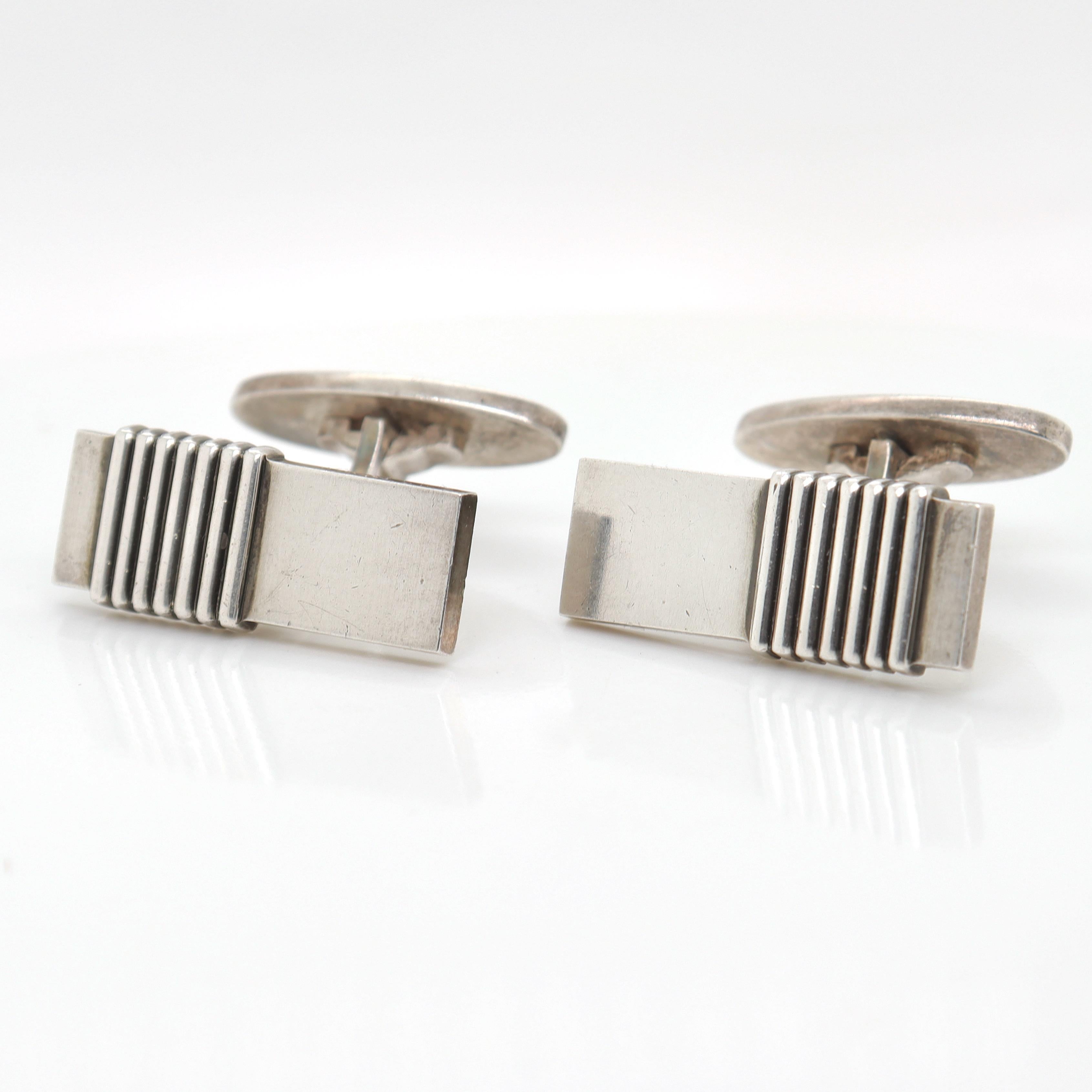 Pair of Georg Jensen Sterling Silver Cufflinks No. 80 For Sale 6