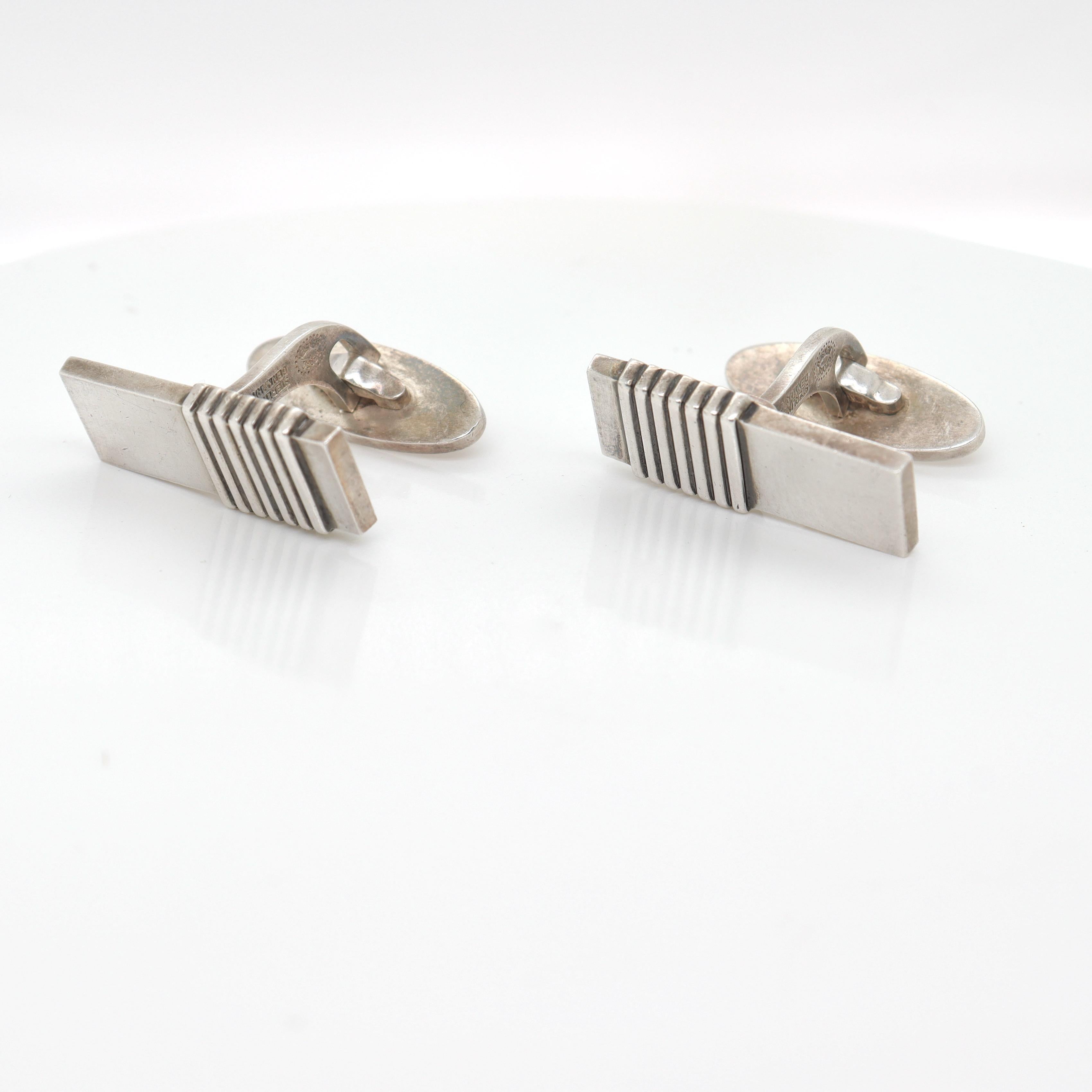 Pair of Georg Jensen Sterling Silver Cufflinks No. 80 For Sale 7