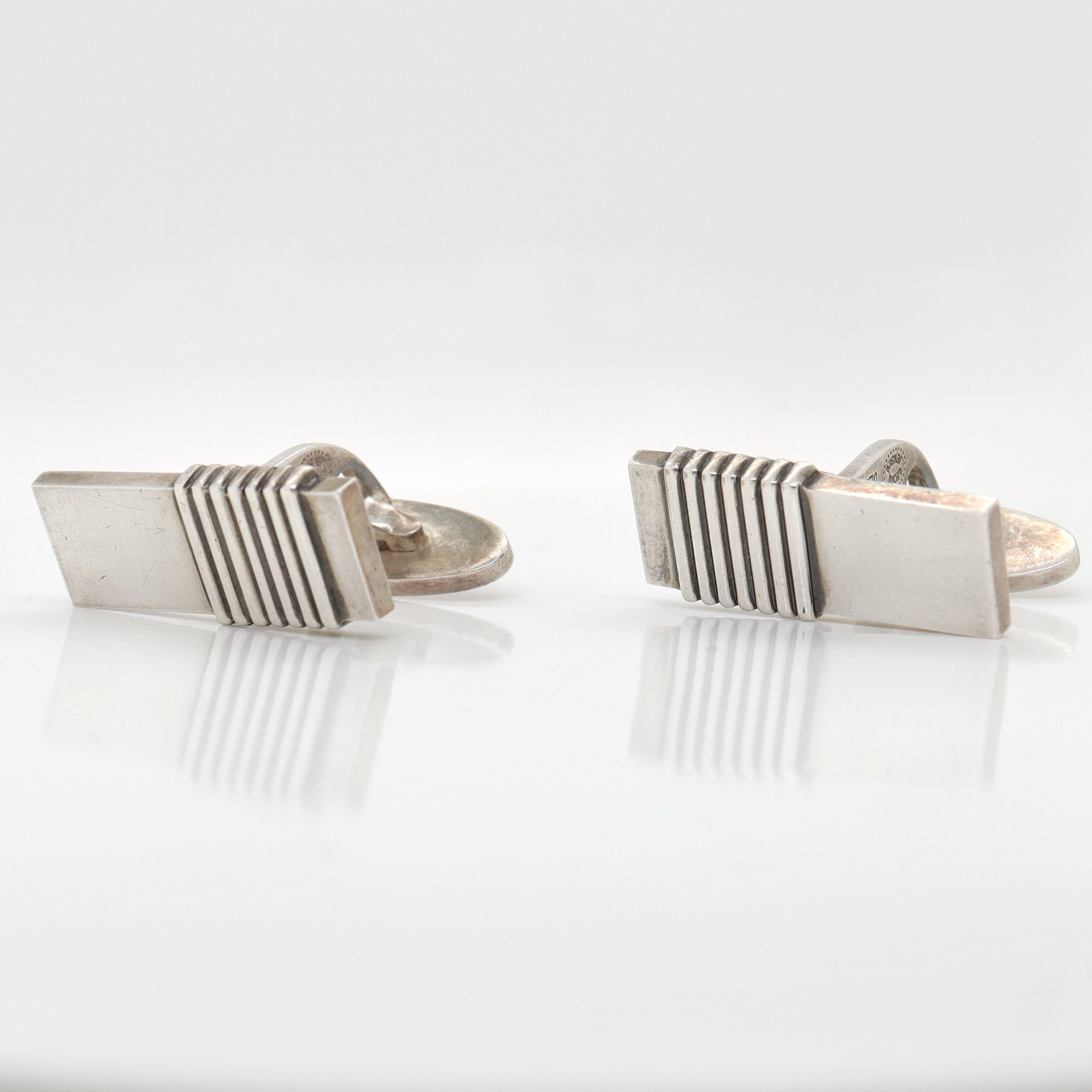 Pair of Georg Jensen Sterling Silver Cufflinks No. 80 For Sale 8