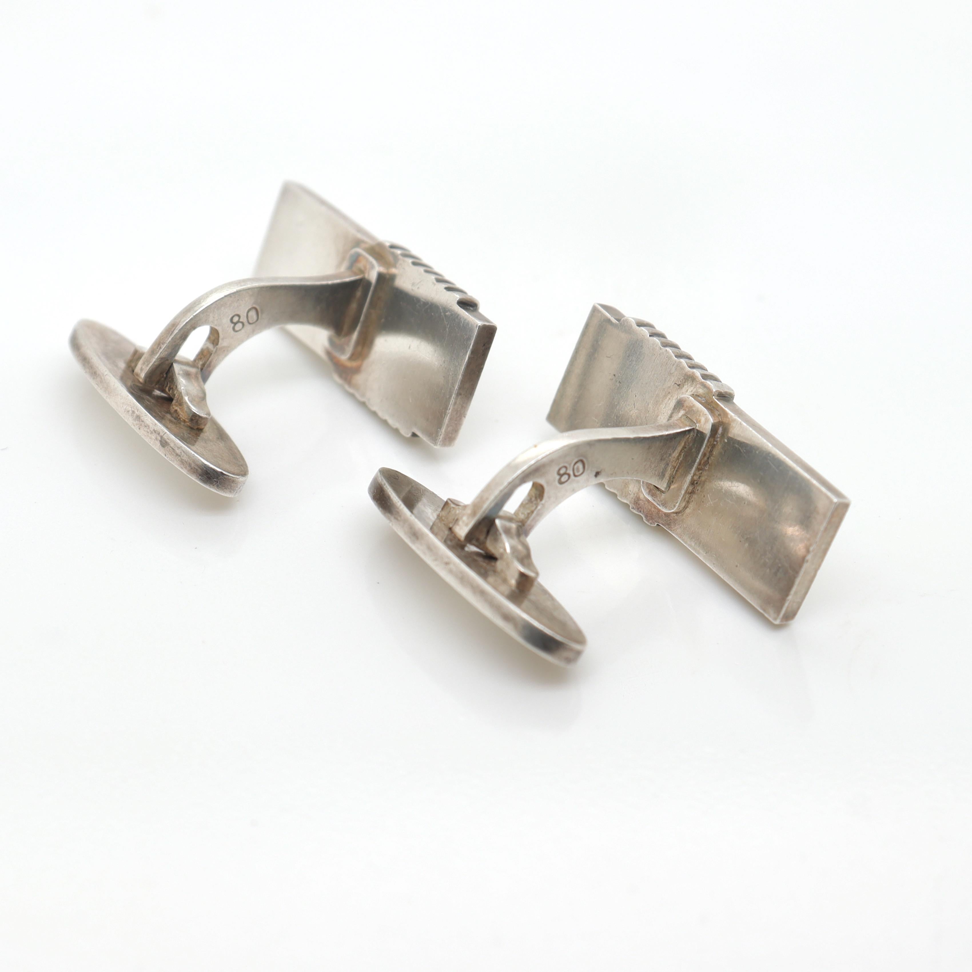 Pair of Georg Jensen Sterling Silver Cufflinks No. 80 For Sale 14