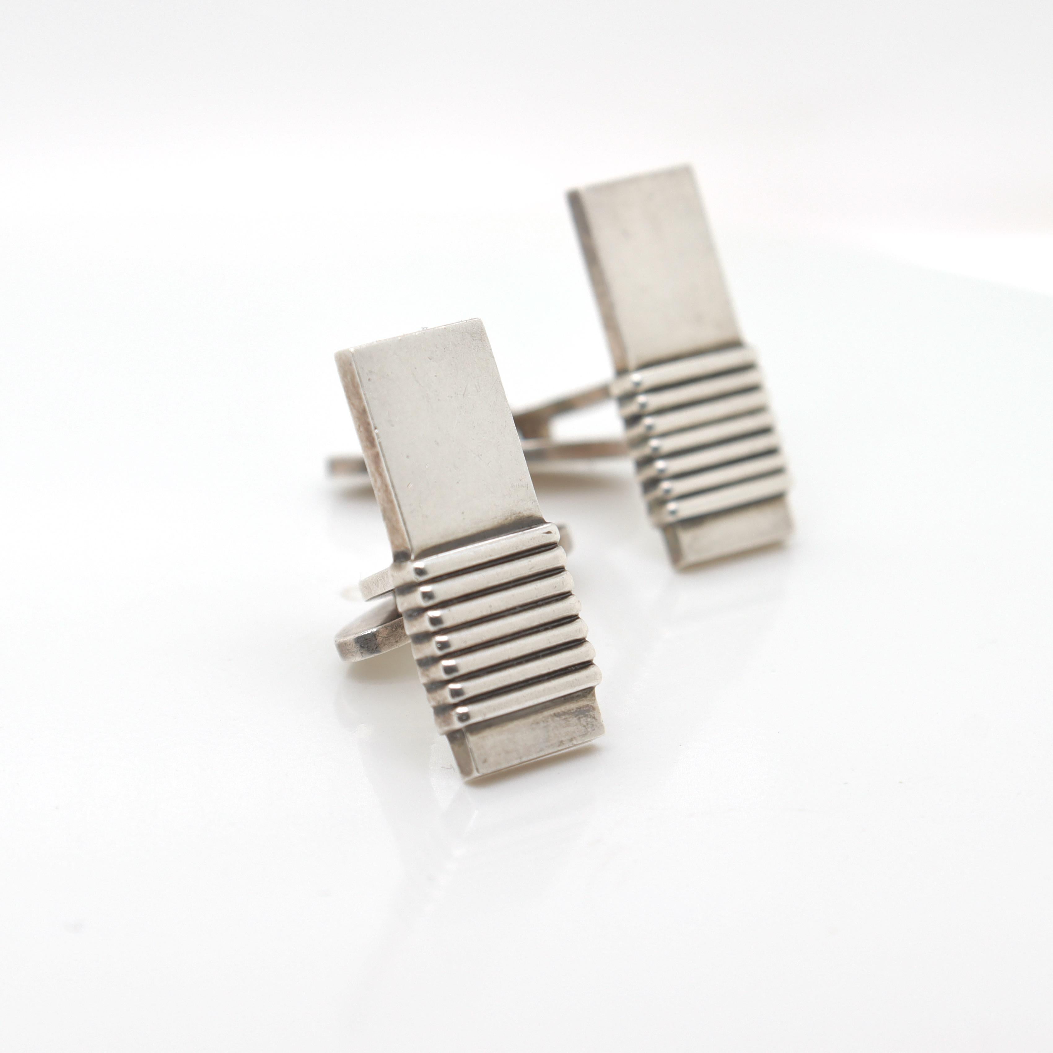 Pair of Georg Jensen Sterling Silver Cufflinks No. 80 For Sale 1