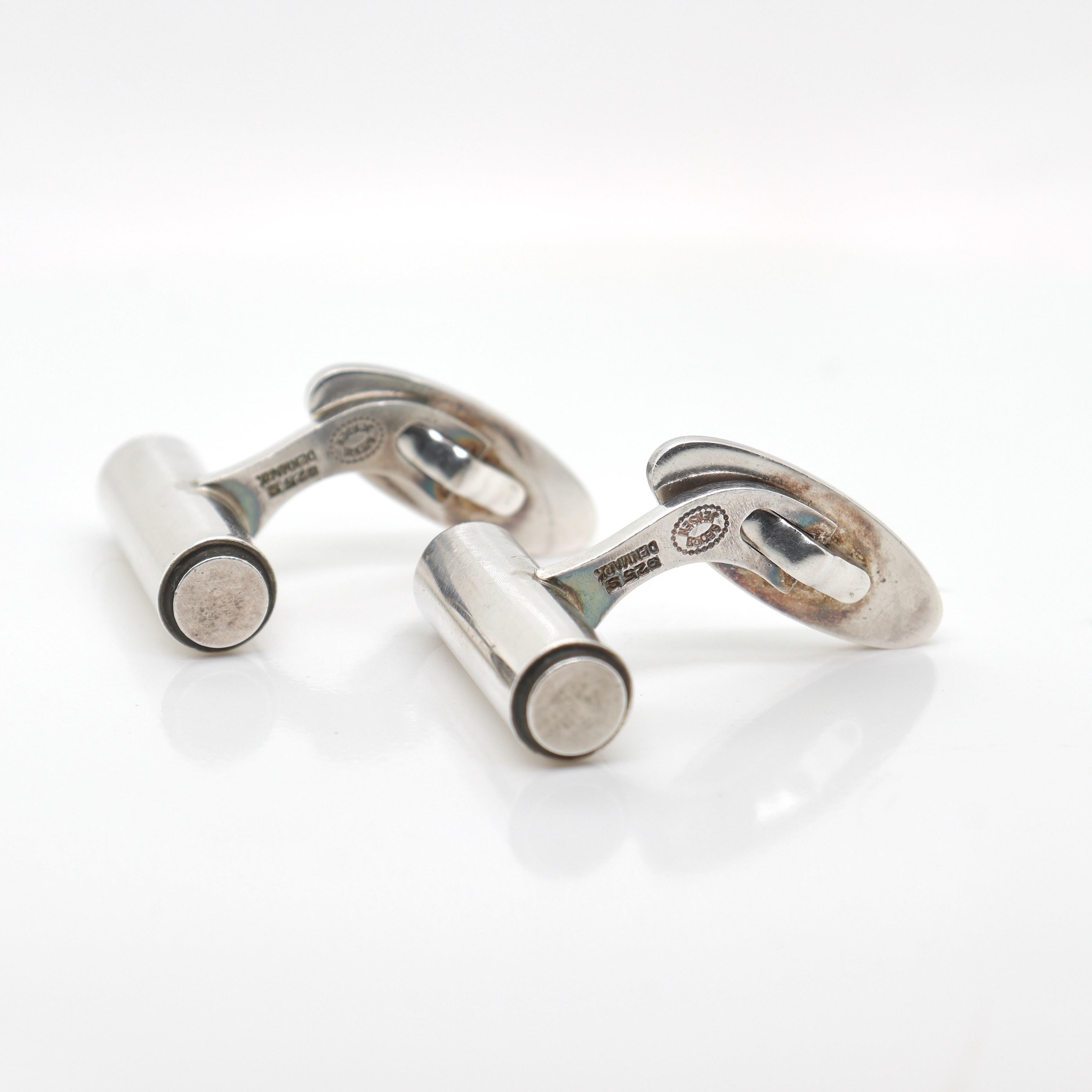 Paire de boutons de manchette en argent sterling Georg Jensen n° 96 Unisexe en vente