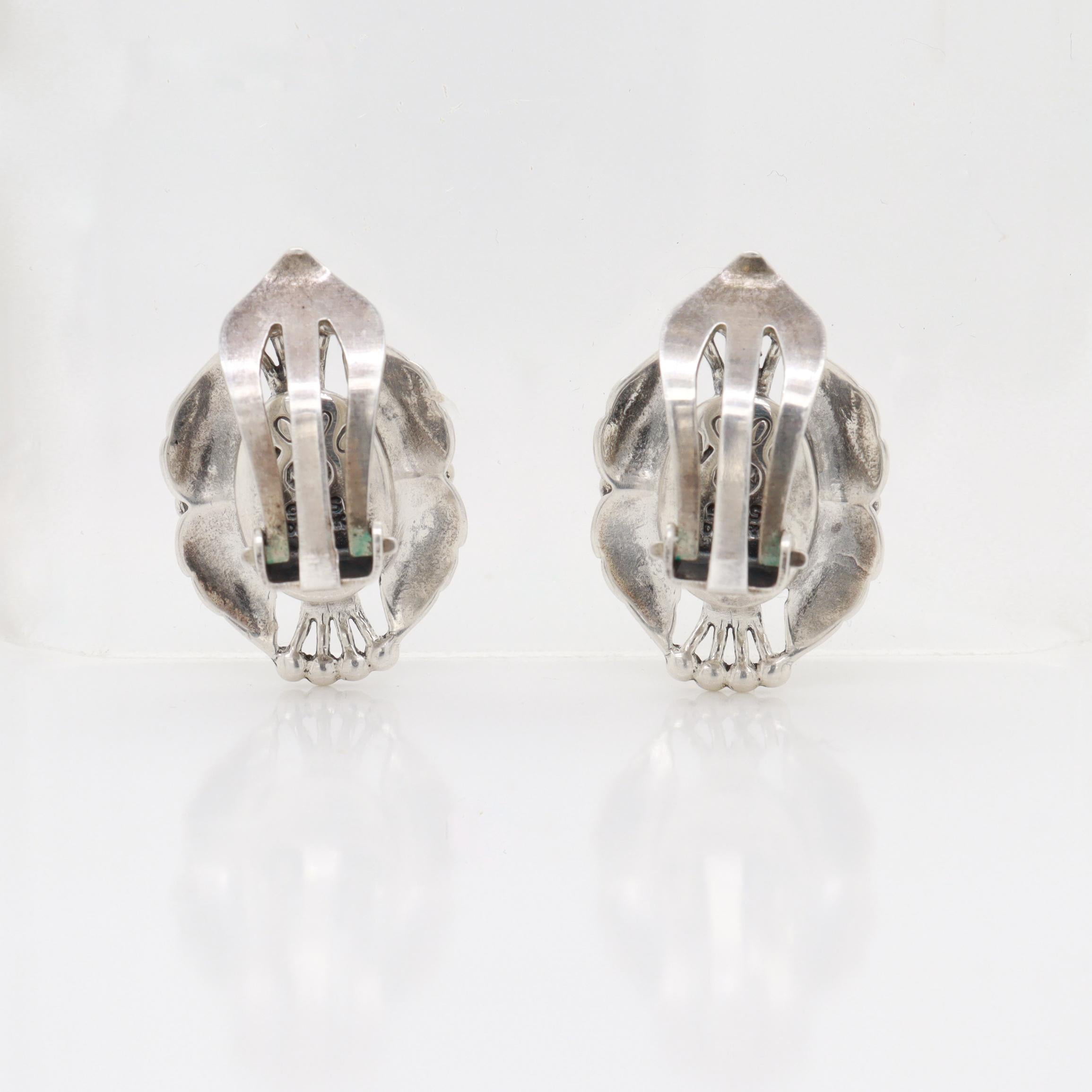 Pair of Georg Jensen Sterling Silver Heritage 2000 Clip-On Earrings For Sale 8