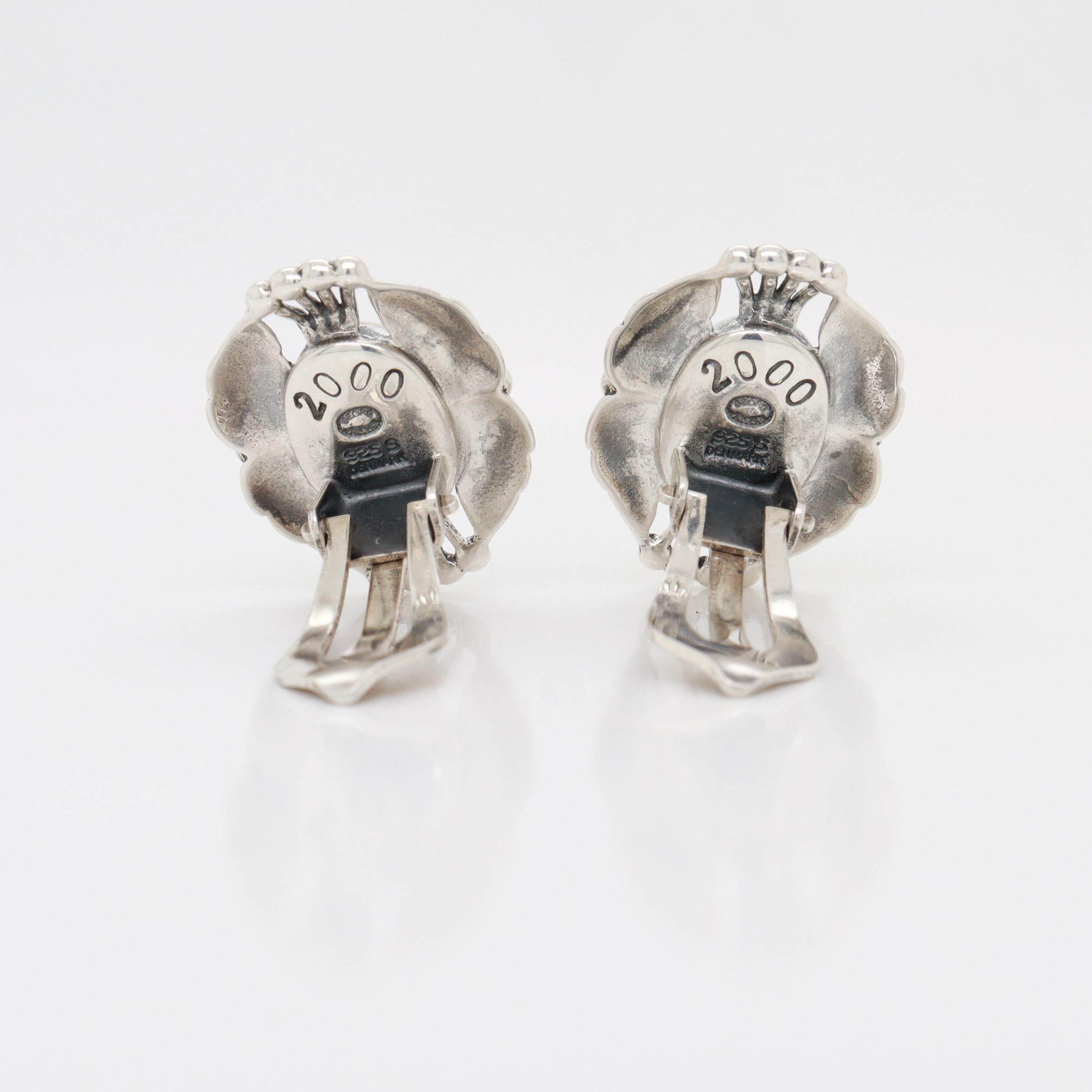 Pair of Georg Jensen Sterling Silver Heritage 2000 Clip-On Earrings For Sale 9