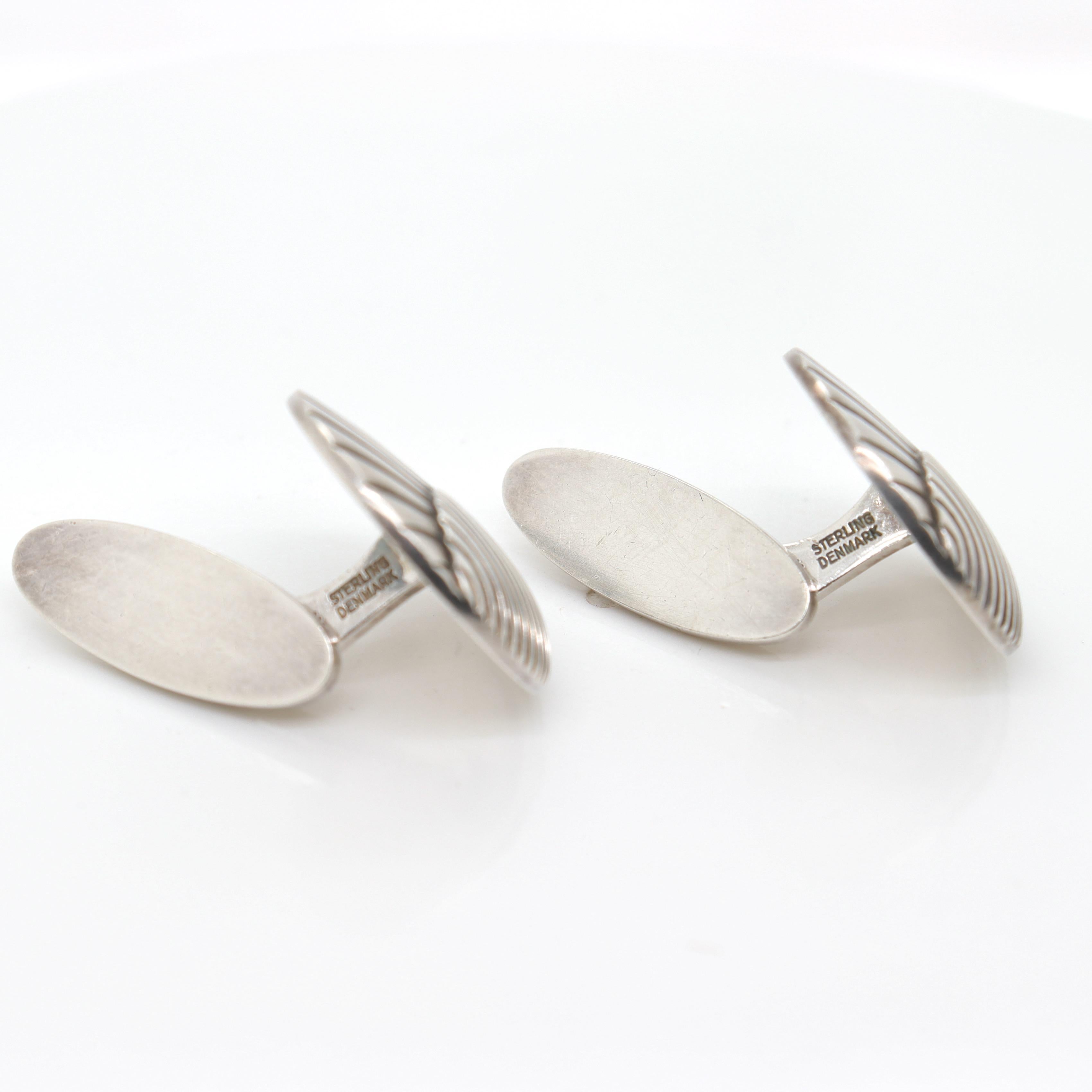 Pair of Georg Jensen Sterling Silver Sea Shell Cufflinks No. 99 For Sale 4
