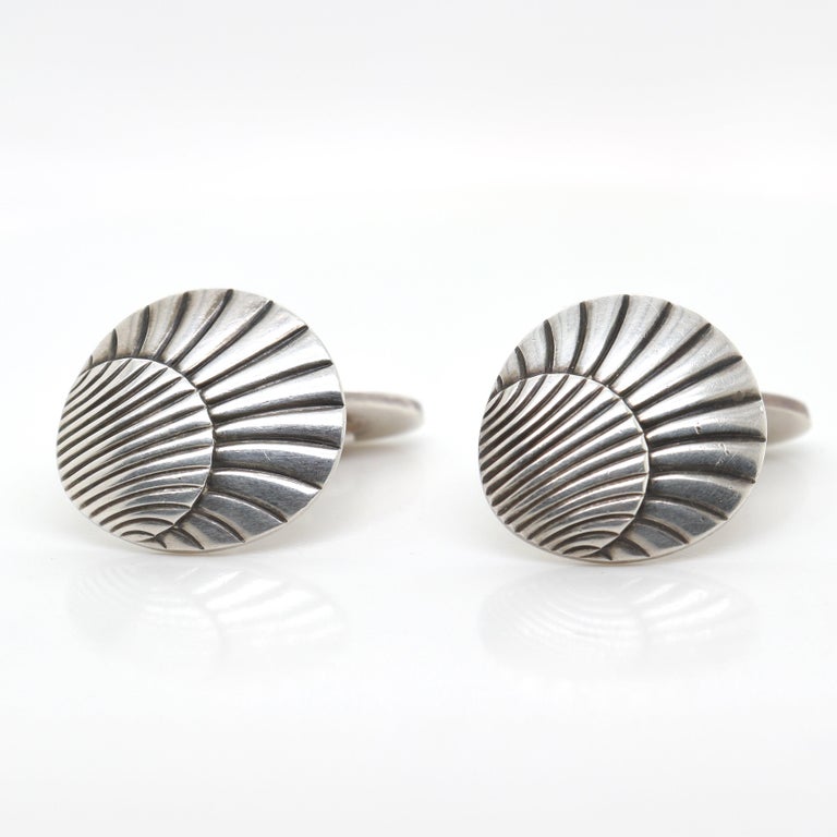Paire de boutons de manchettes logés - Marque Malix - Argent et métal blanc - Début XXème | Maison du linge ancien