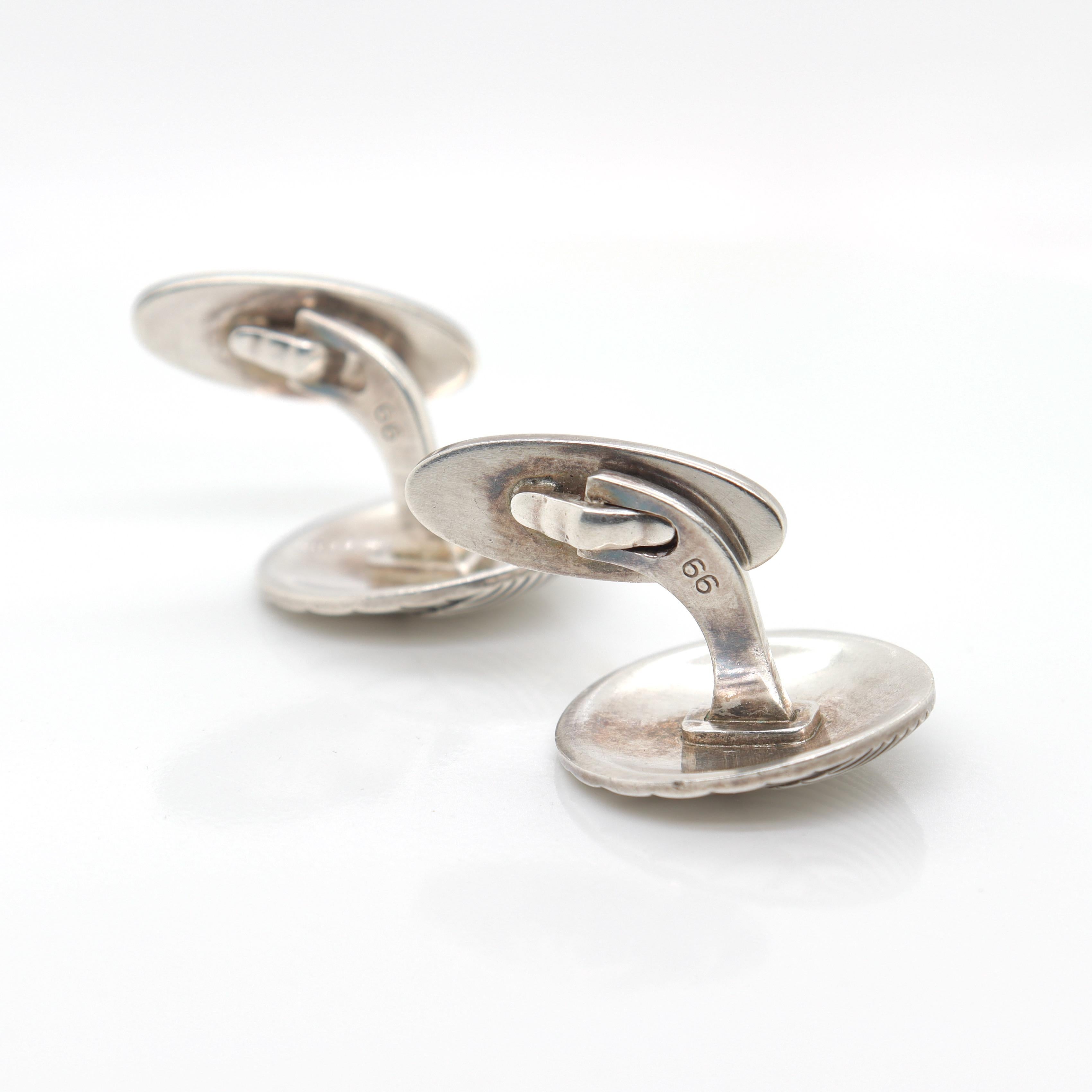 Pair of Georg Jensen Sterling Silver Sea Shell Cufflinks No. 99 For Sale 1