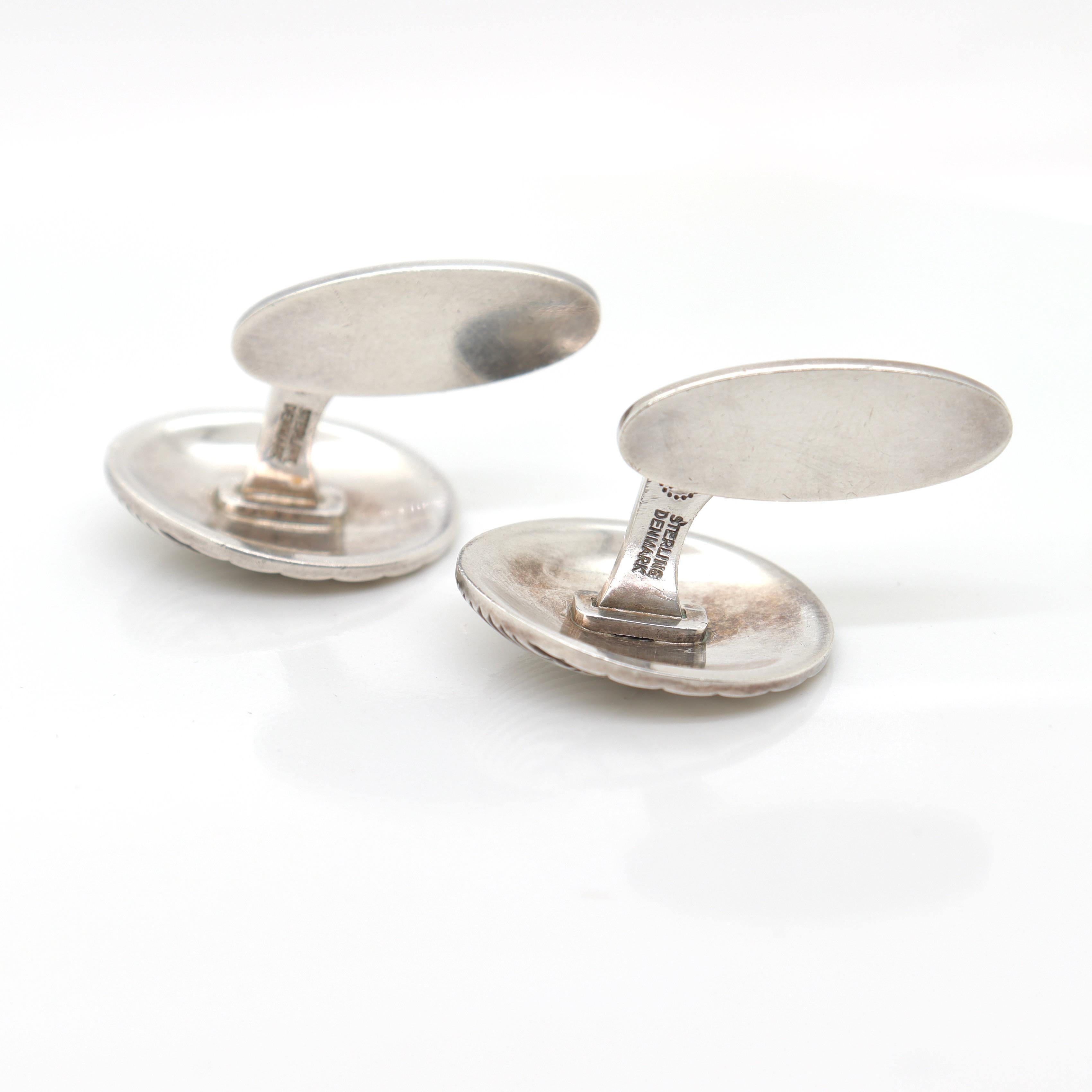 Pair of Georg Jensen Sterling Silver Sea Shell Cufflinks No. 99 For Sale 2