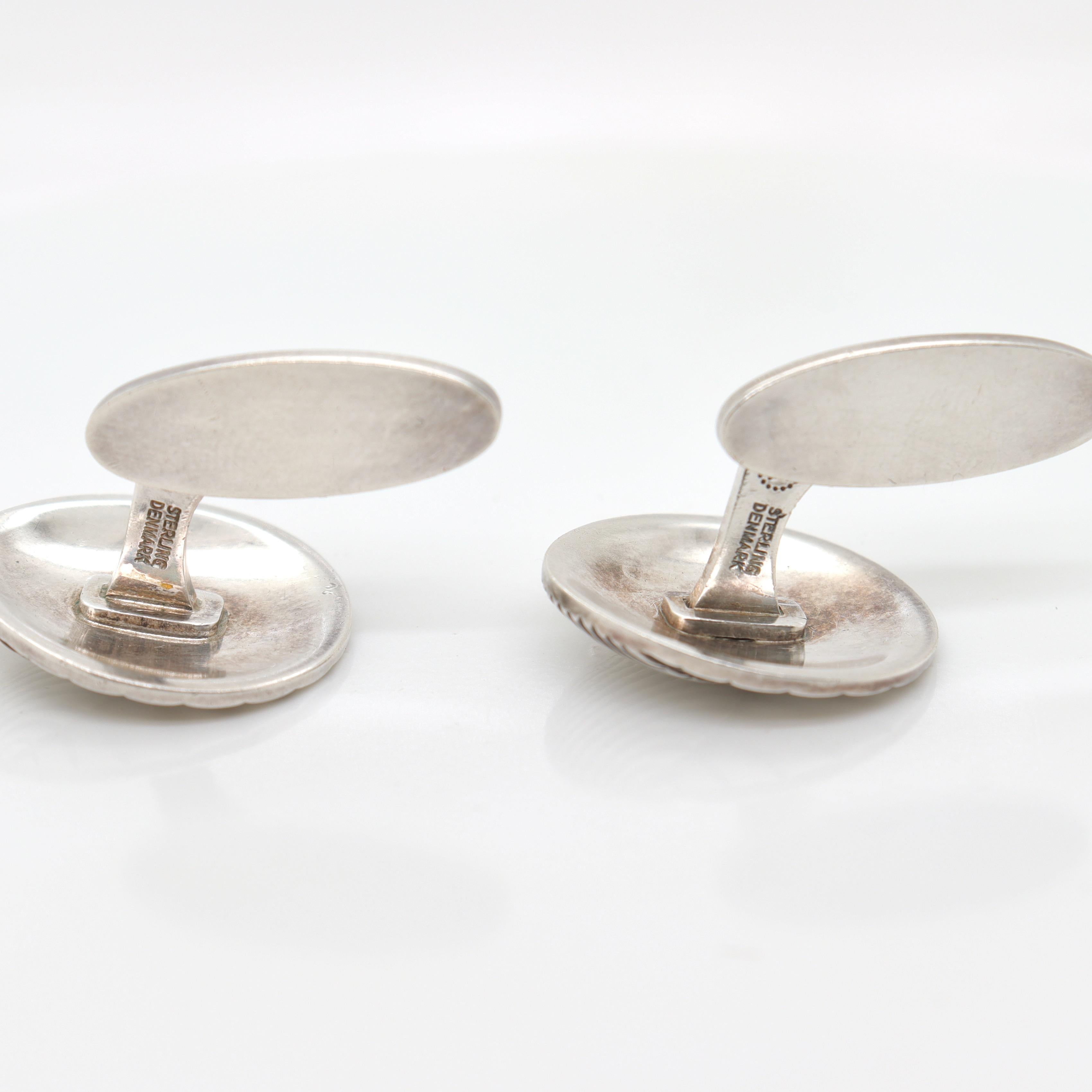 Pair of Georg Jensen Sterling Silver Sea Shell Cufflinks No. 99 For Sale 3