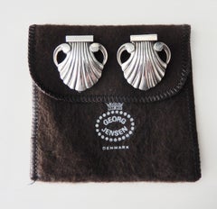 Pair of Georg Jensen Sterling Silver Shell Dress Clips/Art Deco