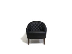 Pair of Georg Kofoed Sculptural Danish Club Chairs in Black Leather