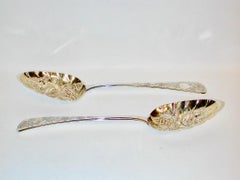 Pair of George 111 Silver Berry Spoons, Dated 1802, Peter, Anne & William Bateman