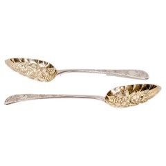 Pair of George 111 Silver Berry Spoons, Dated 1802, Peter, Anne & William Bateman