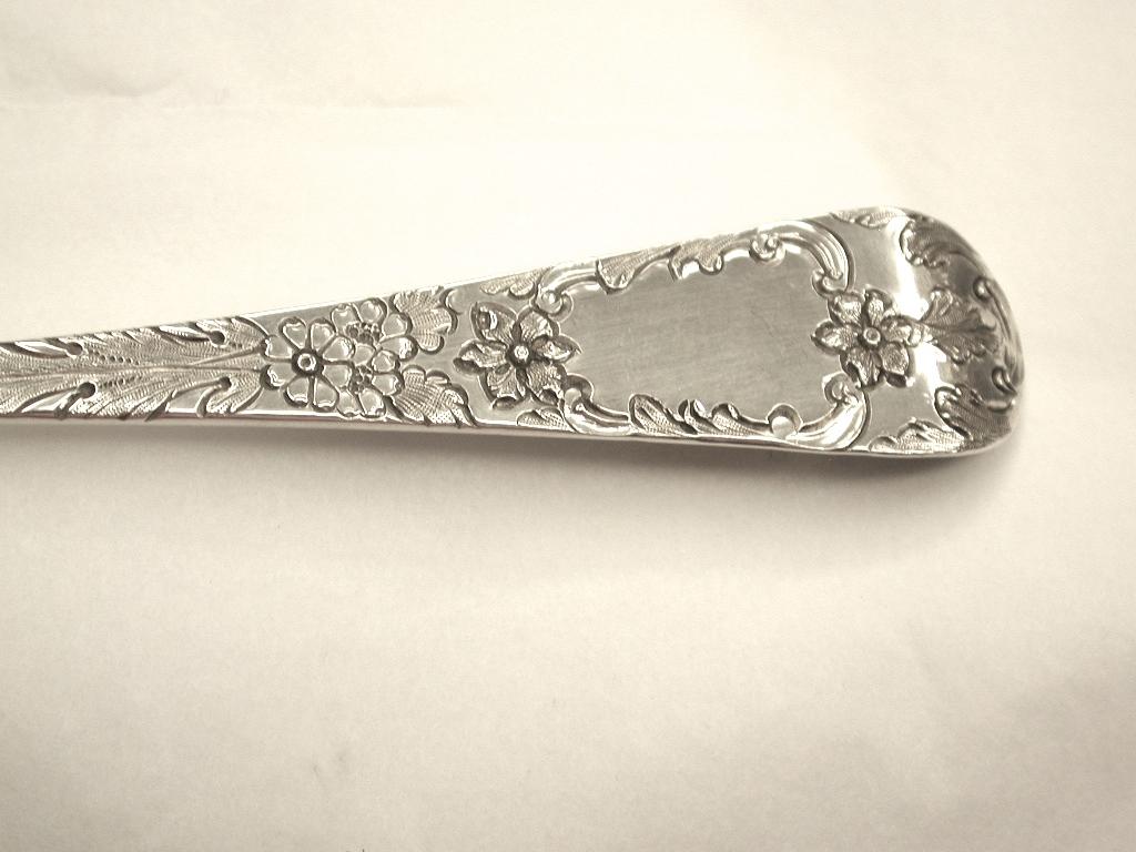 Embossed Pair of George 111 Silver Berry Spoons, Exeter, 1809