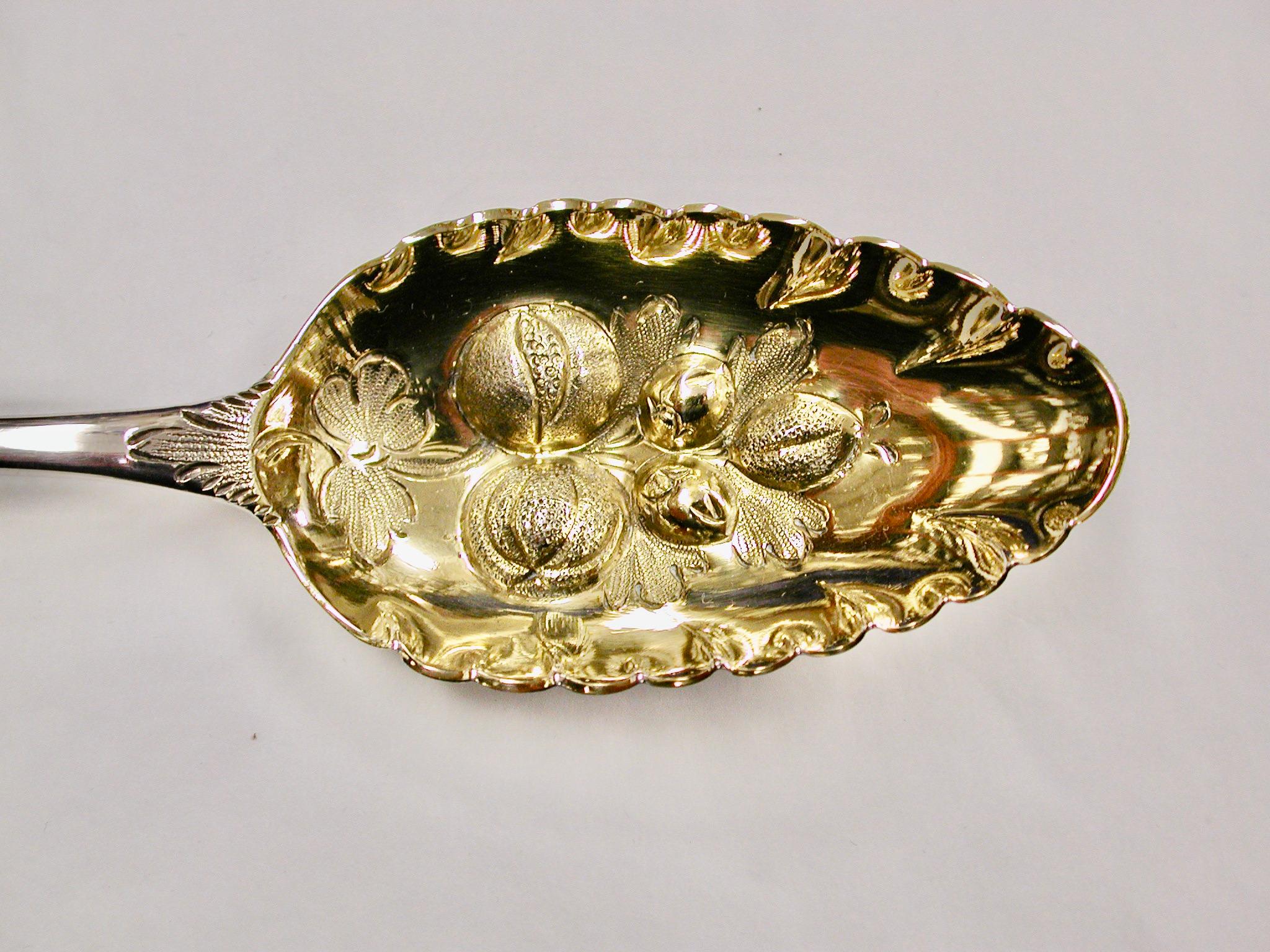 Early 19th Century Pair of George 111 Silver Berry Spoons with Matching Sugar Sifter, 1799-1805