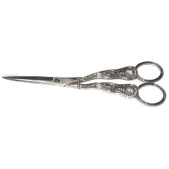 Pair of George 111 Silver Grape Shears, Kings Honeysuckle, 1817