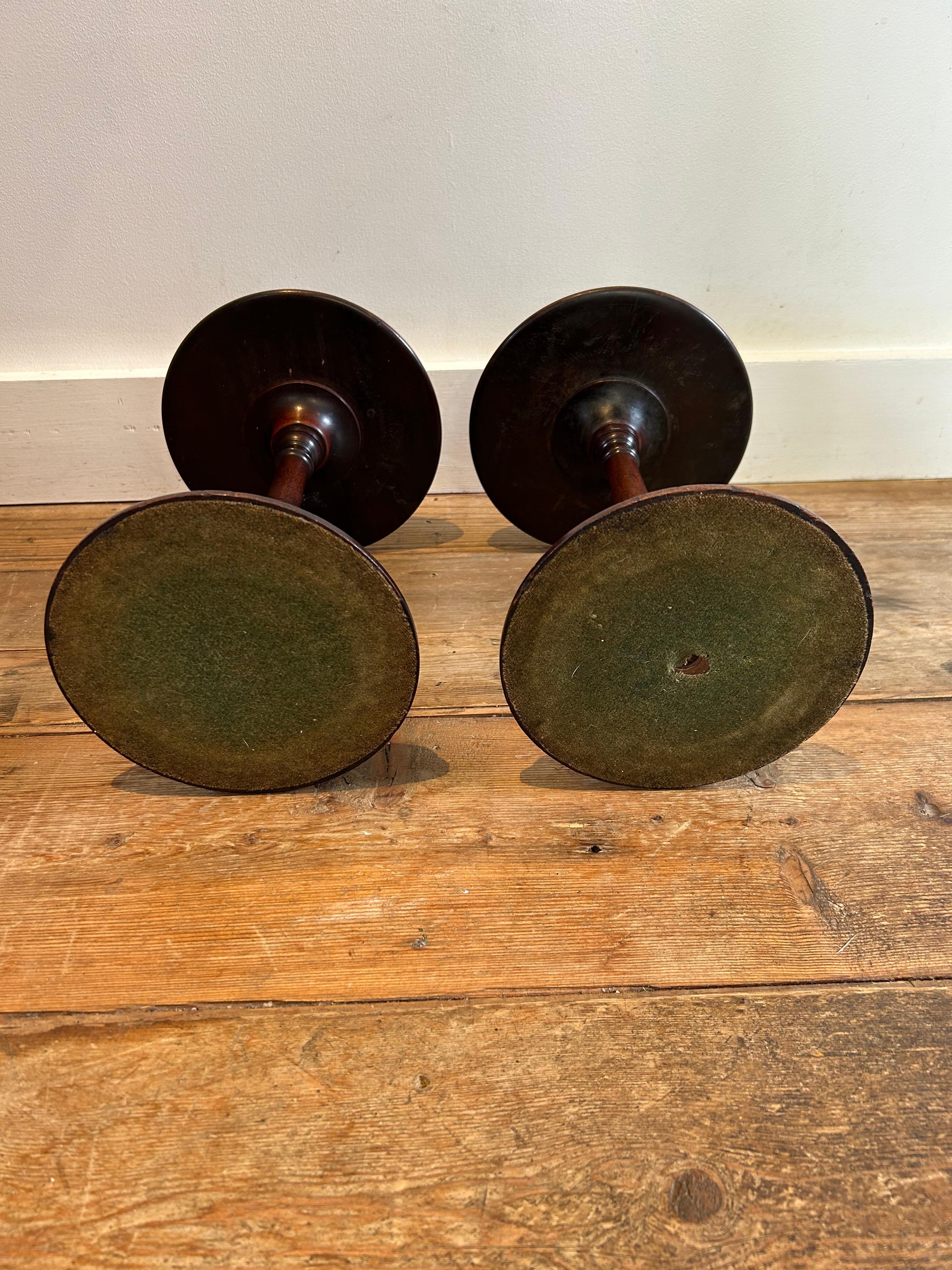  Candle Stands, Pair of English George 3 Mahogany    For Sale 4