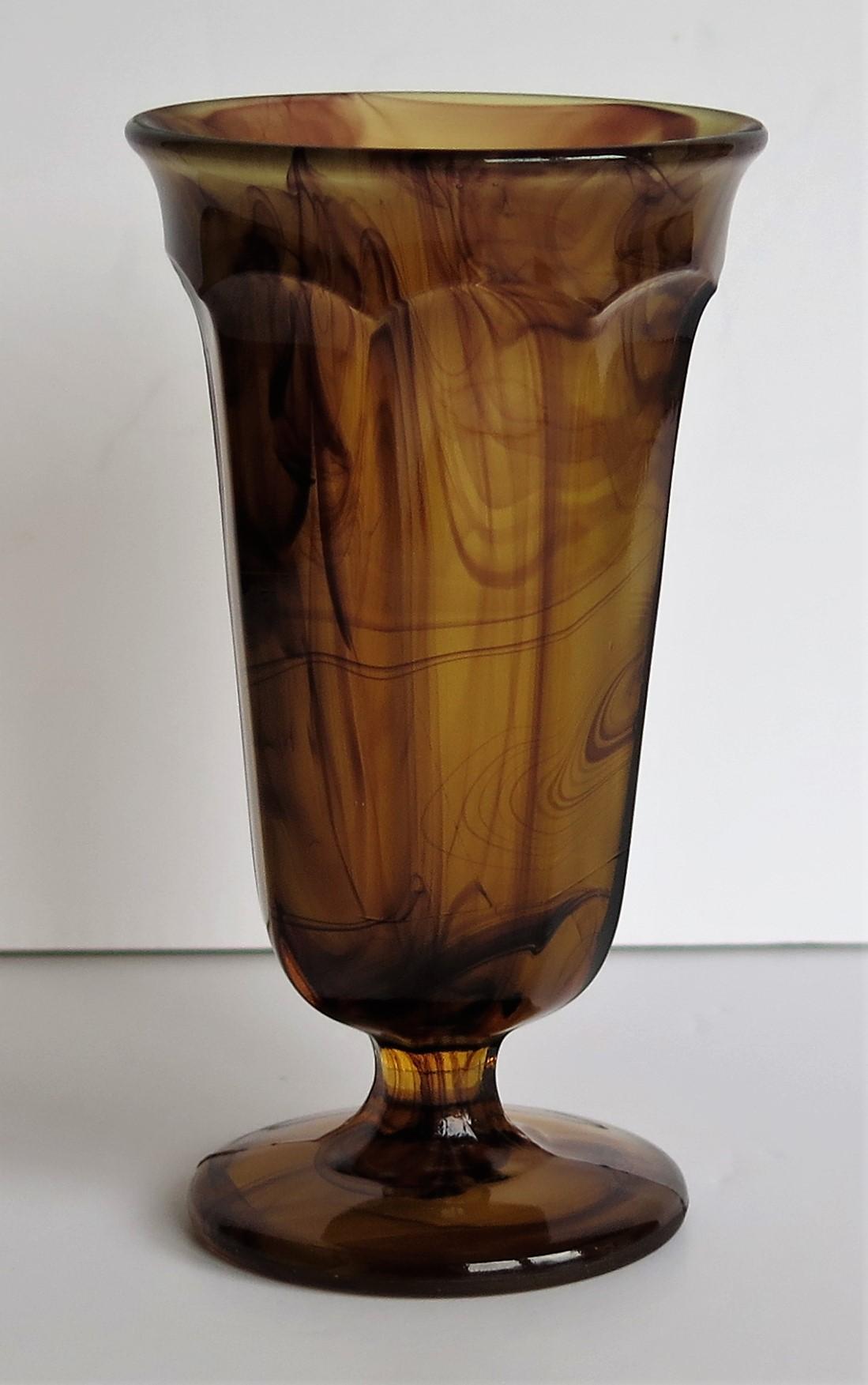 Paire de verres Art Déco Parfait par George Davidson Amber Cloud Glass, vers 1930 en vente 1