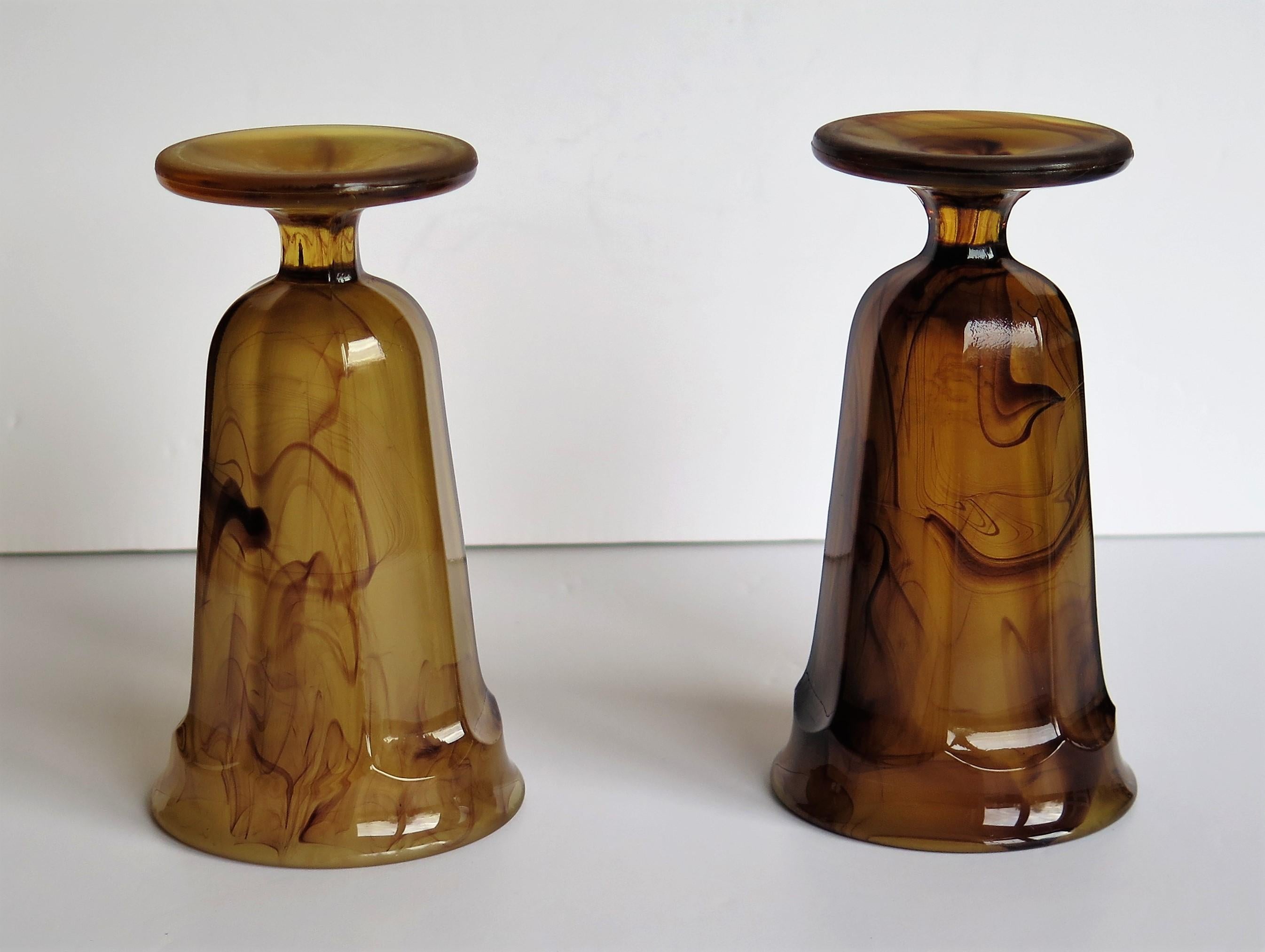 Paire de verres Art Déco Parfait par George Davidson Amber Cloud Glass, vers 1930 en vente 3