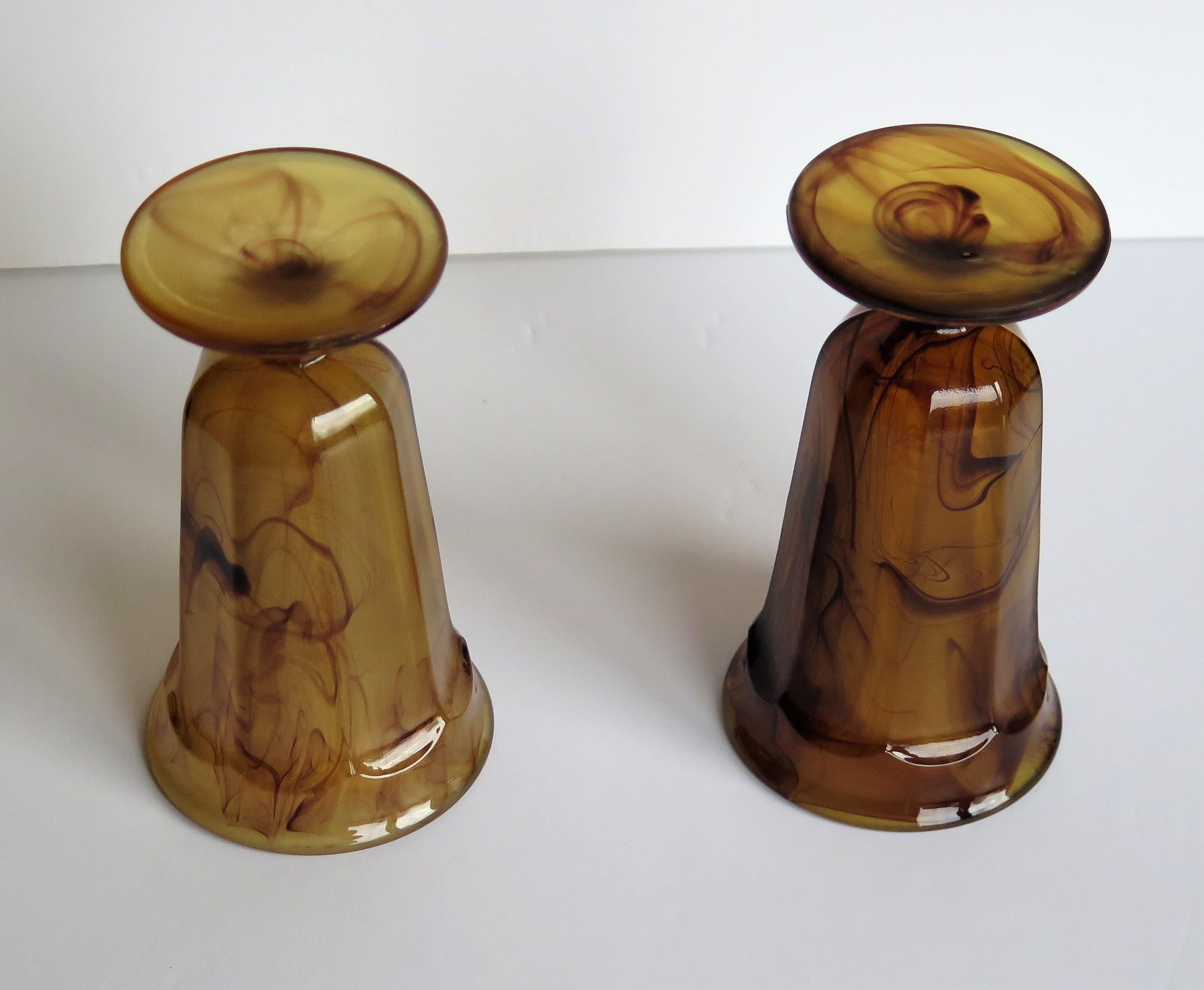 Paire de verres Art Déco Parfait par George Davidson Amber Cloud Glass, vers 1930 en vente 4