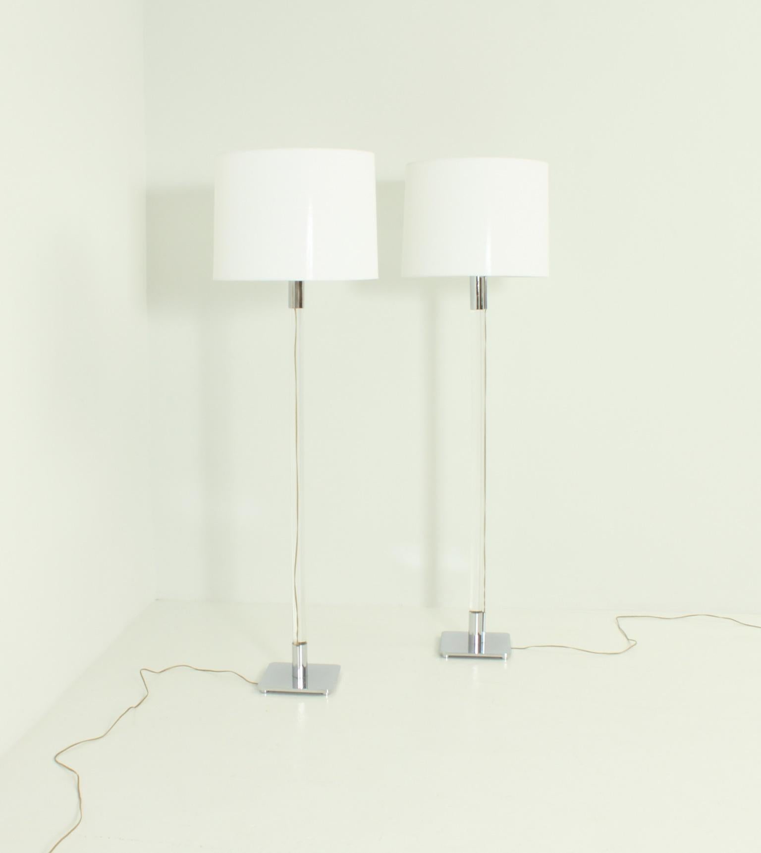 Fabric Pair of George Hansen Floor Lamps for Metalarte, Spain