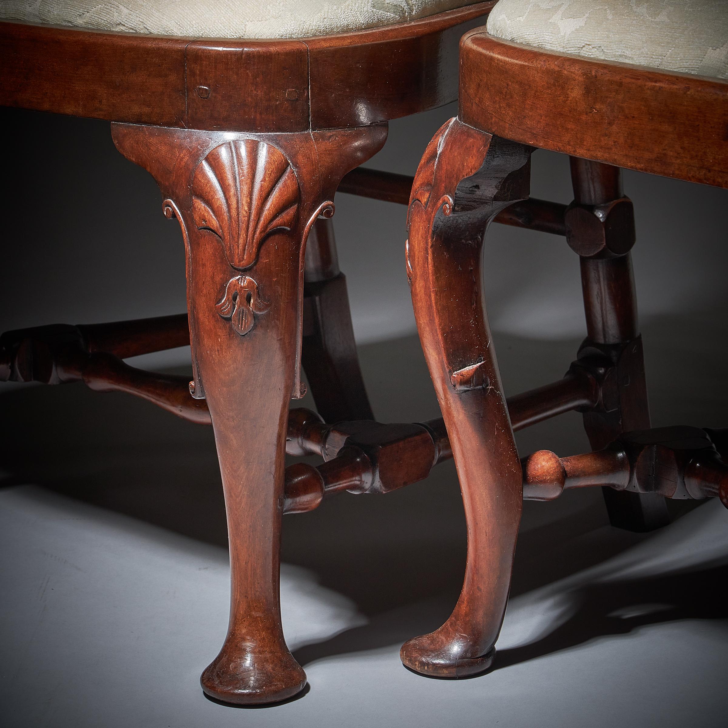Pair of George I 18th Century Carved Mahogany Chairs, Circa 1720 For Sale 4