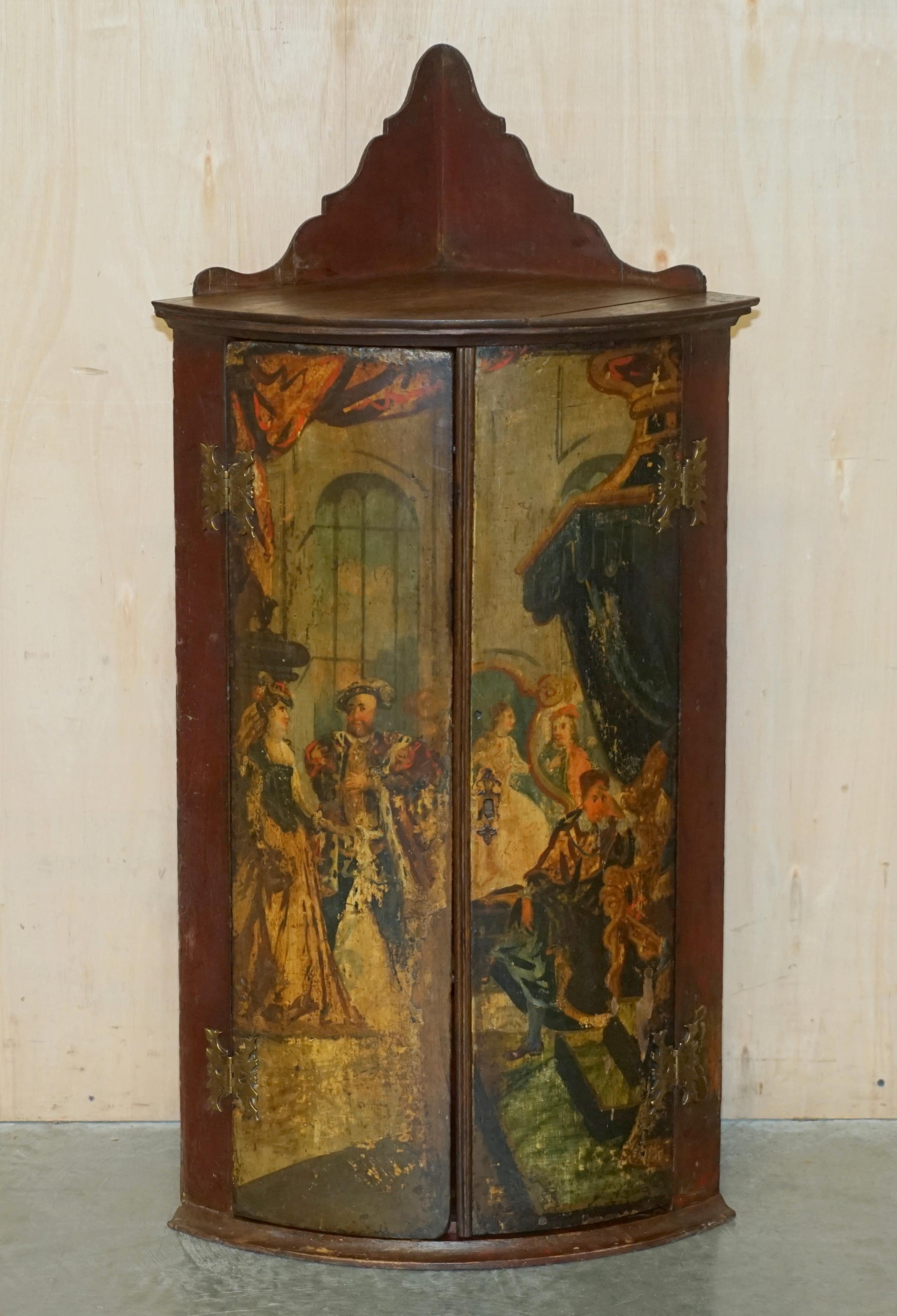 Royal House Antiques

Royal House Antiques is delighted to offer for sale this absolutely exquisite and important antique pair of George I circa 1700 Polychrome painted hanging corner wall cabinets one of which depicts King Henry VIII 

Please note