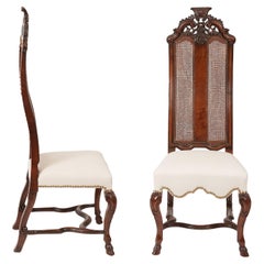Pair of George I Style Walnut Side Chairs with Caned Backs