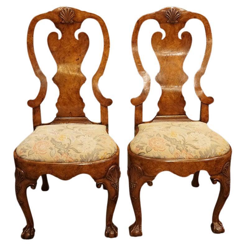 Pair of George I walnut side chairs For Sale