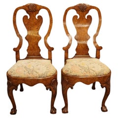 Antique Pair of George I walnut side chairs