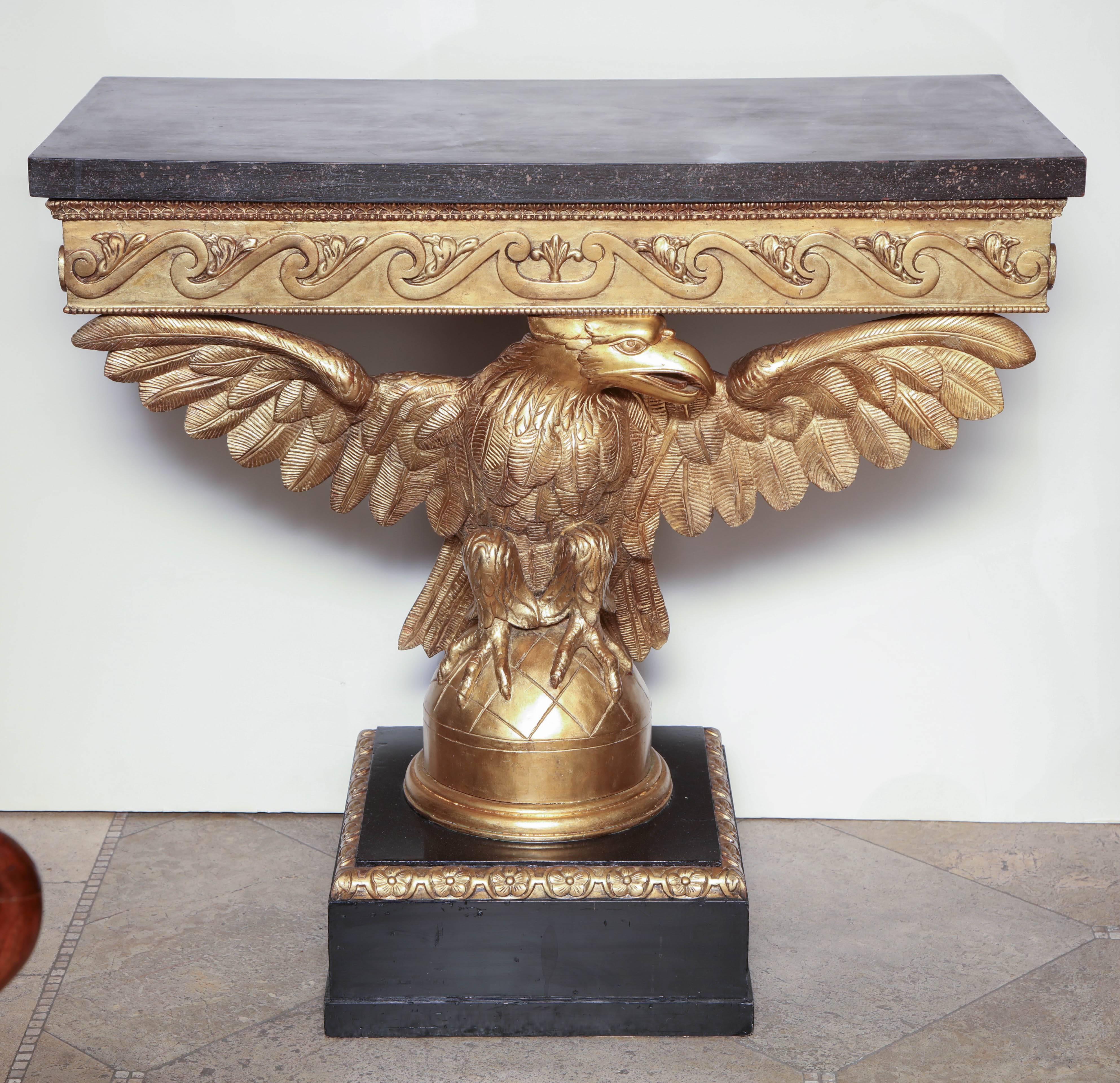 Wood Pair of George II Carved Eagle Consoles