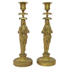 Pair of George II Caryatid Bronze Candlesticks
