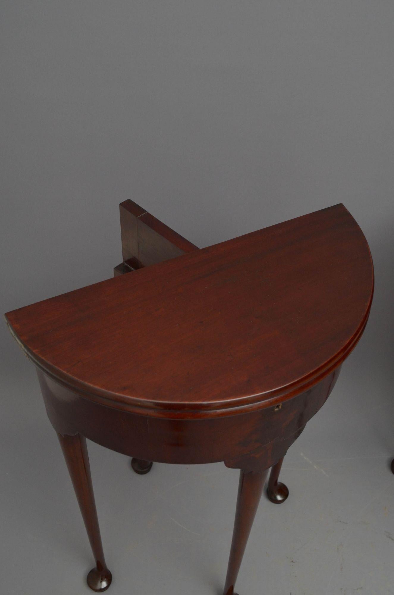 Mahogany Pair of George II Demilune Tables Hall Tables