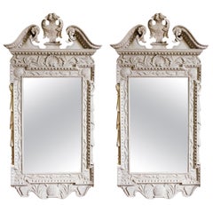 Pair of George II Grey Painted Tablet Mirrors in the Manner of Kent