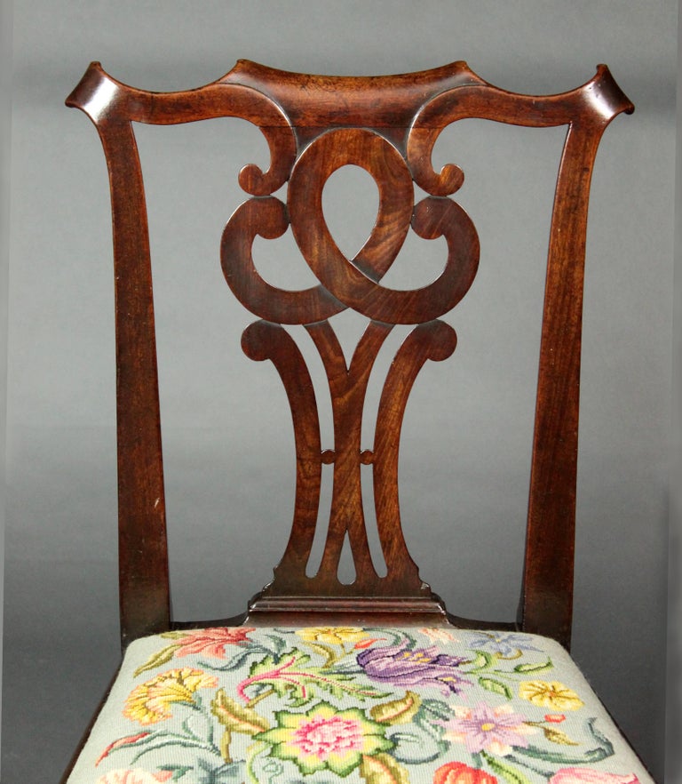 Pair of George II Mahogany Cabriole Leg Chairs at 1stDibs