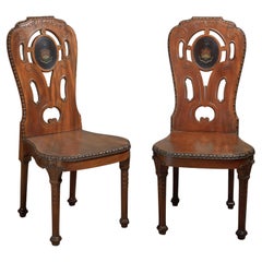 Pair of George II Mahogany Hall Chairs