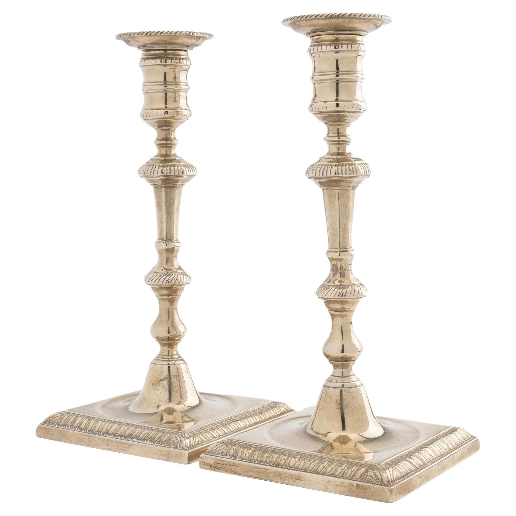 Pair of George II Paktong Candlesticks '1750-60' For Sale