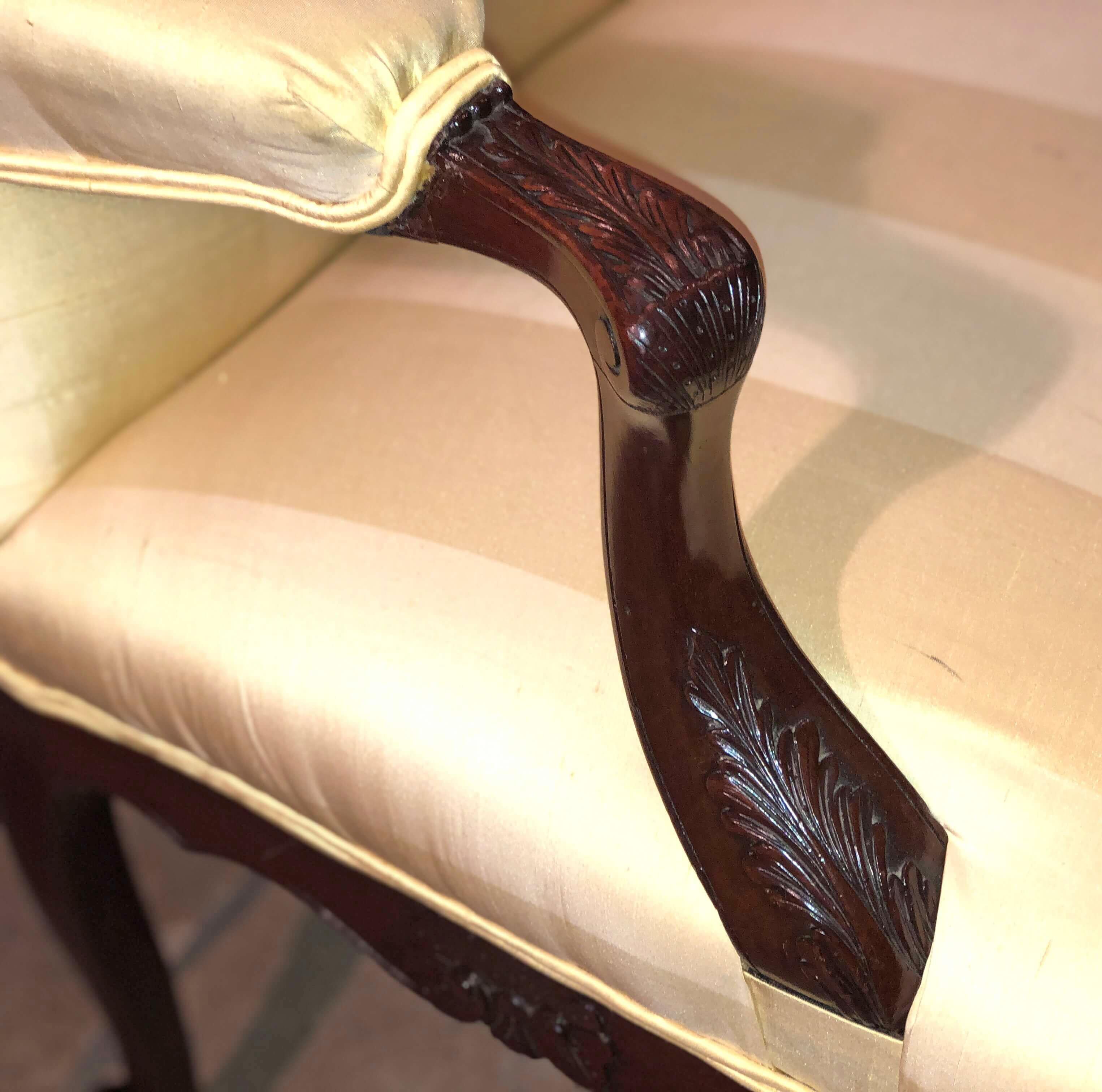 Pair of George II Scroll Foot Armchairs In Good Condition In Westwood, NJ